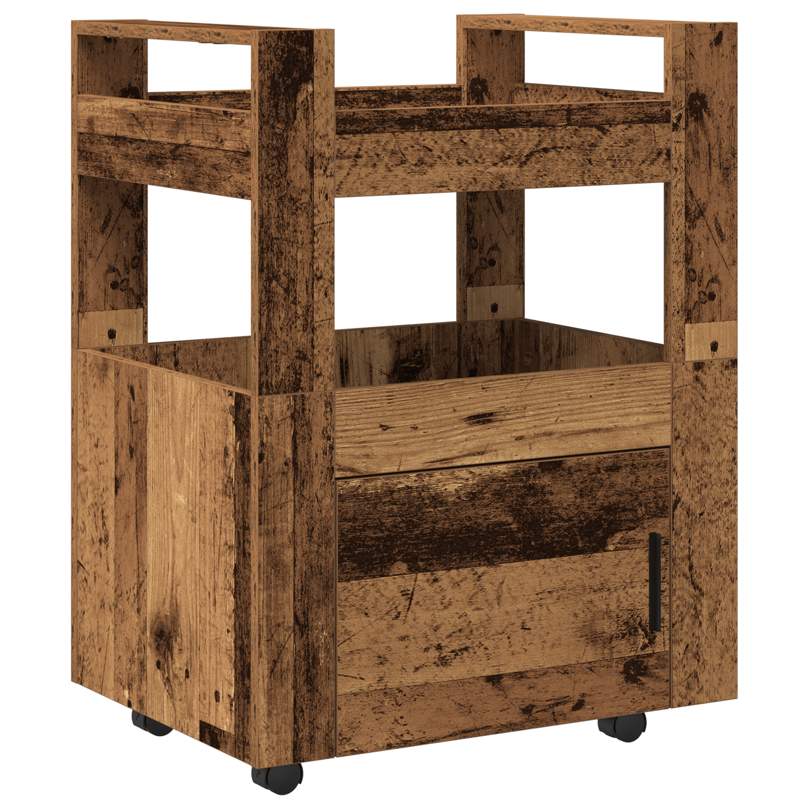 Carucior de bucatarie, lemn vechi, 60x45x80 cm, lemn prelucrat — imaginea 2