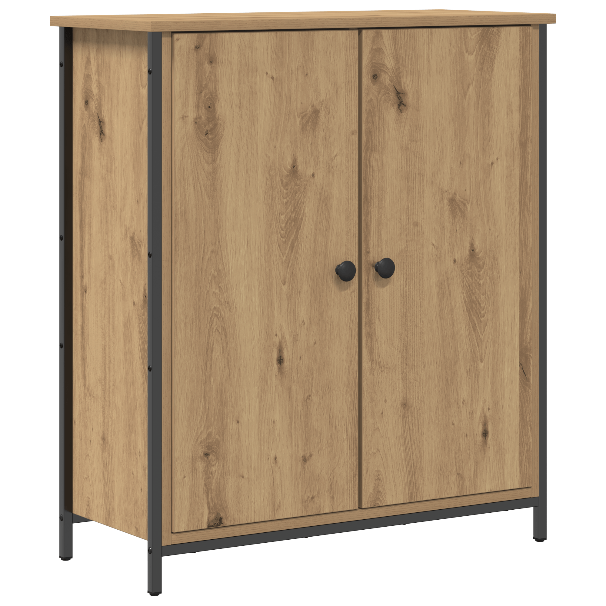 Dulap, stejar artizanal, 70x30x80 cm, lemn prelucrat si otel — imaginea 2