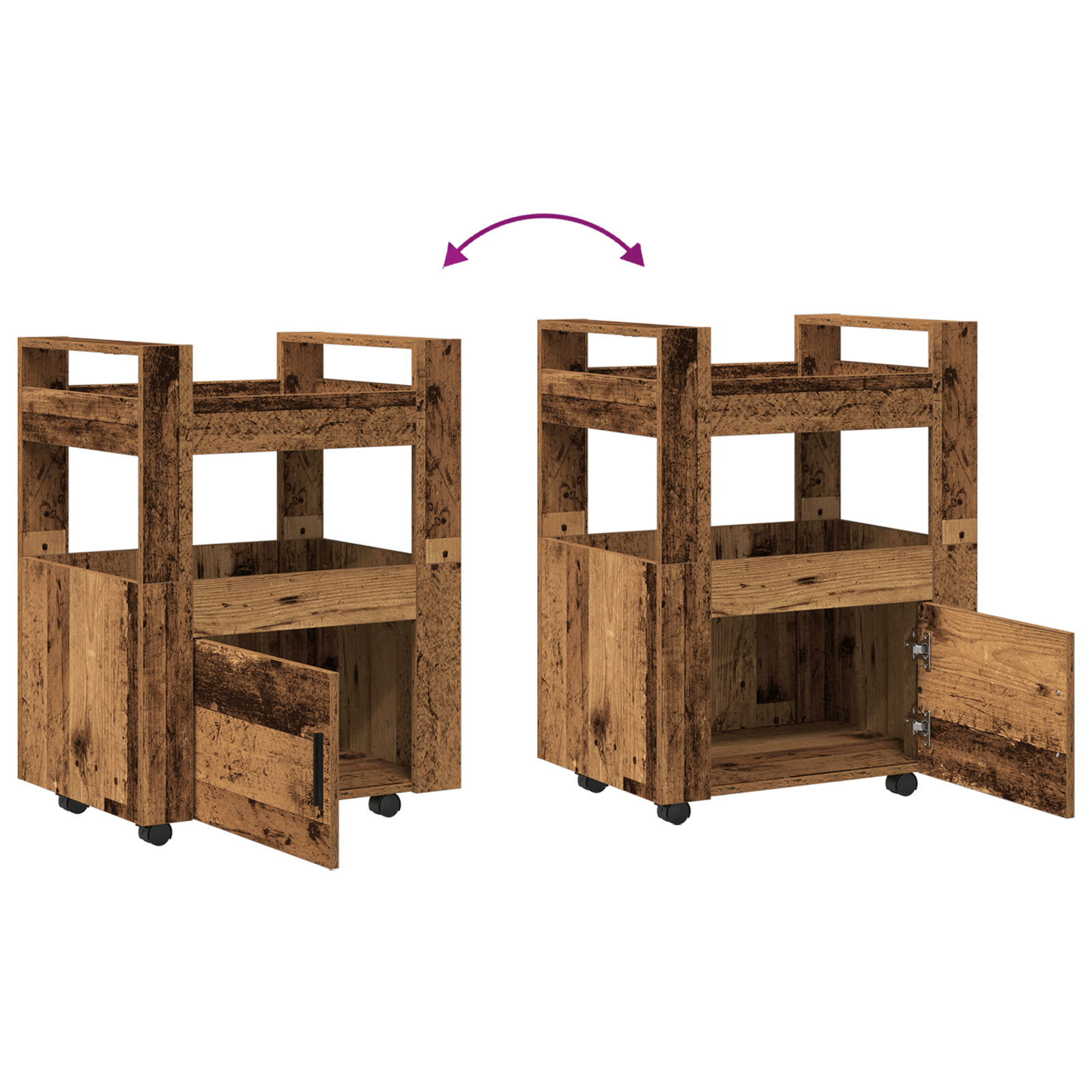 Carucior de bucatarie, lemn vechi, 60x45x80 cm, lemn prelucrat — imaginea 11