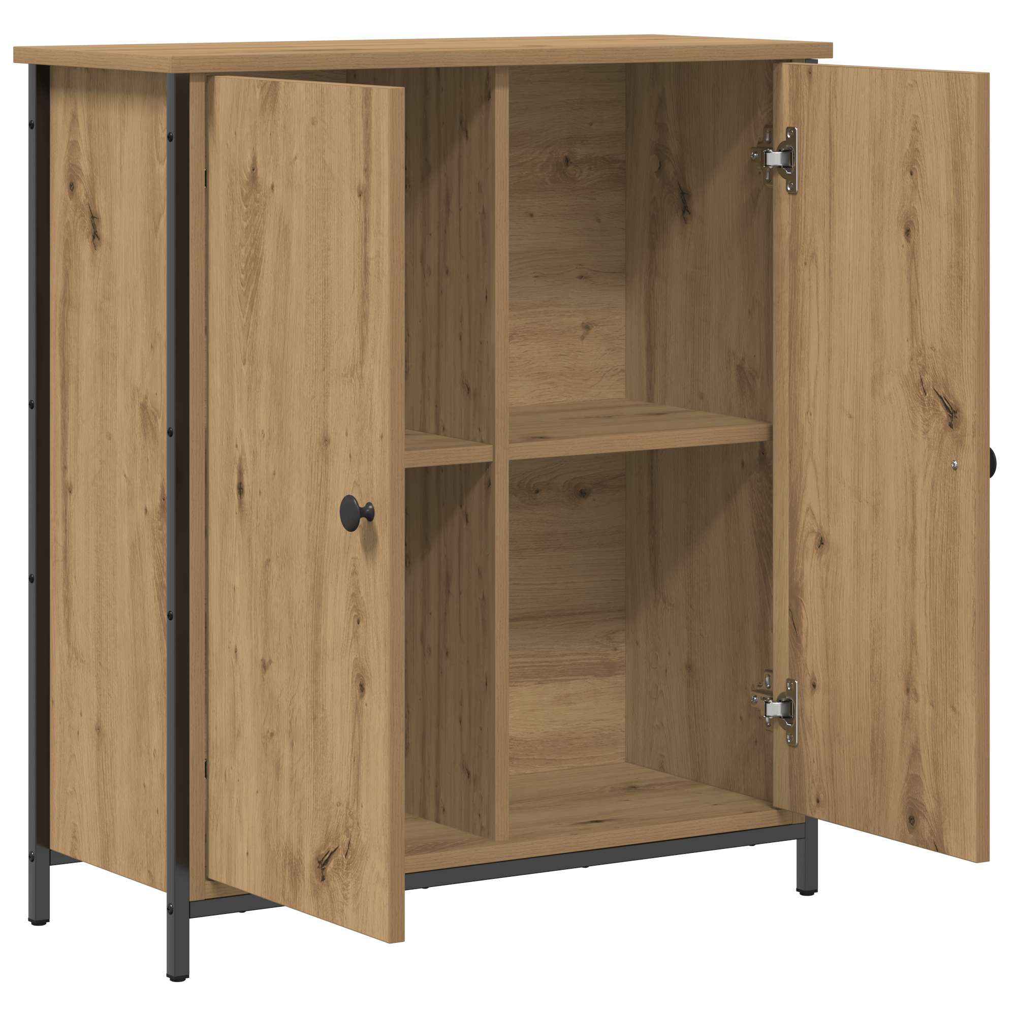 Dulap, stejar artizanal, 70x30x80 cm, lemn prelucrat si otel — imaginea 5