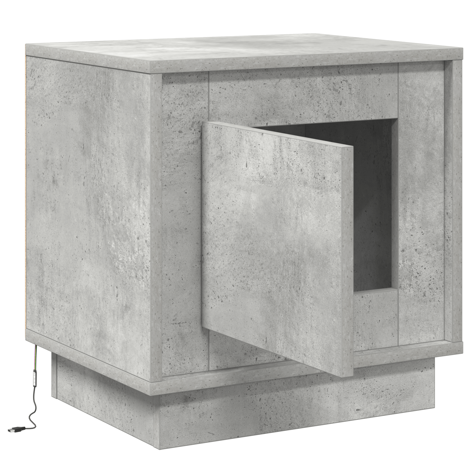 Noptiera cu lumini LED Gri Beton 44x34,5x45 cm — imaginea 5