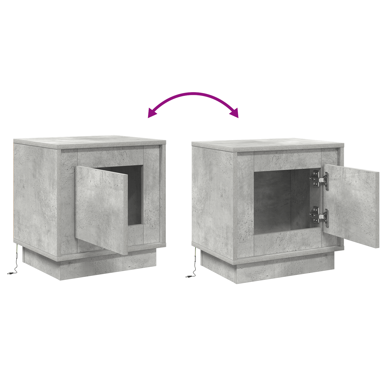 Noptiera cu lumini LED Gri Beton 44x34,5x45 cm — imaginea 12