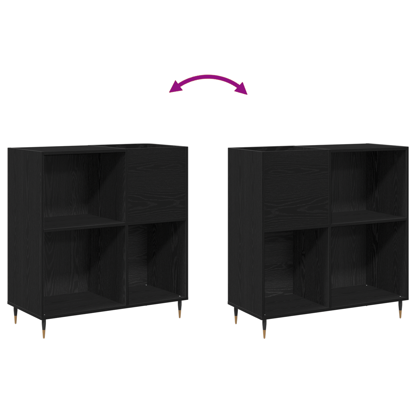 Dulap pentru discuri, stejar negru 84,5x38x89 cm lemn prelucrat — imaginea 8