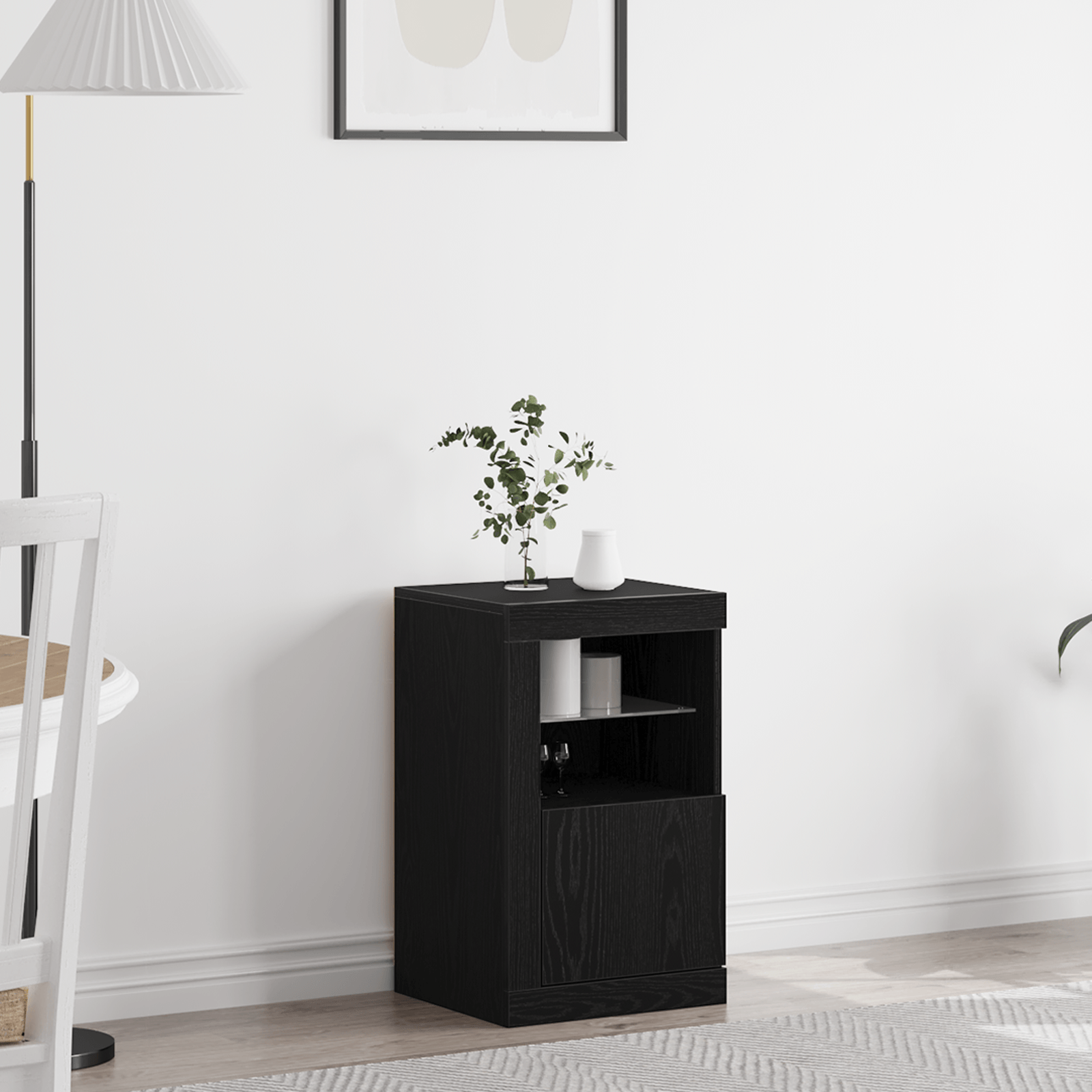 Dulap cu lumini LED, stejar negru, 41x37x67 cm