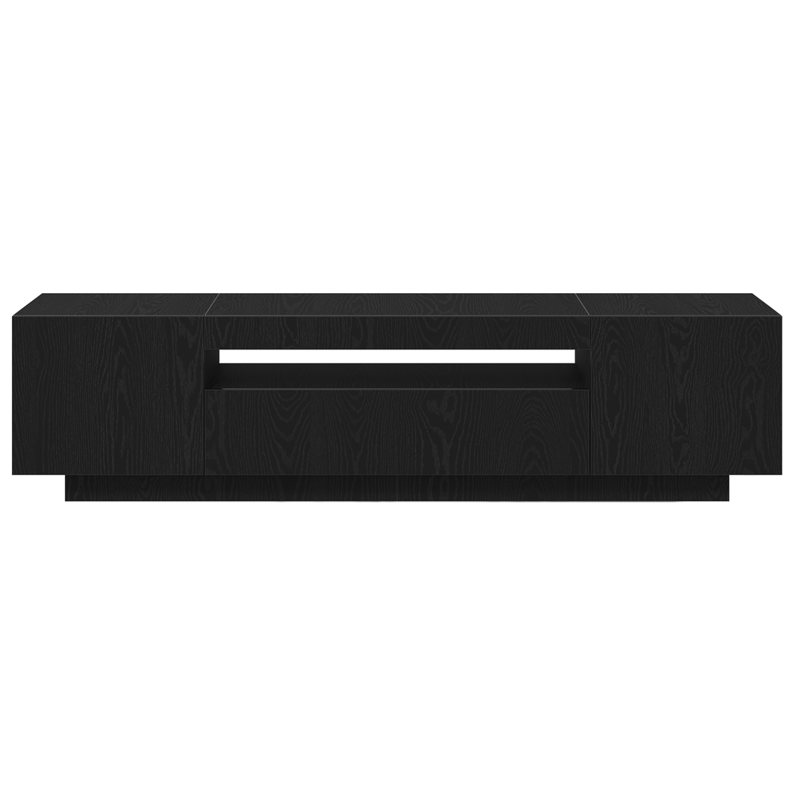 Dulap TV cu lumini LED Negru si Stejar 160x35x40 cm din Lemn — imaginea 7