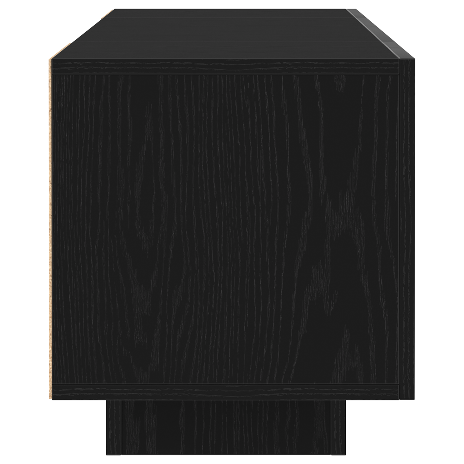 Dulap TV cu lumini LED Negru si Stejar 160x35x40 cm din Lemn — imaginea 8