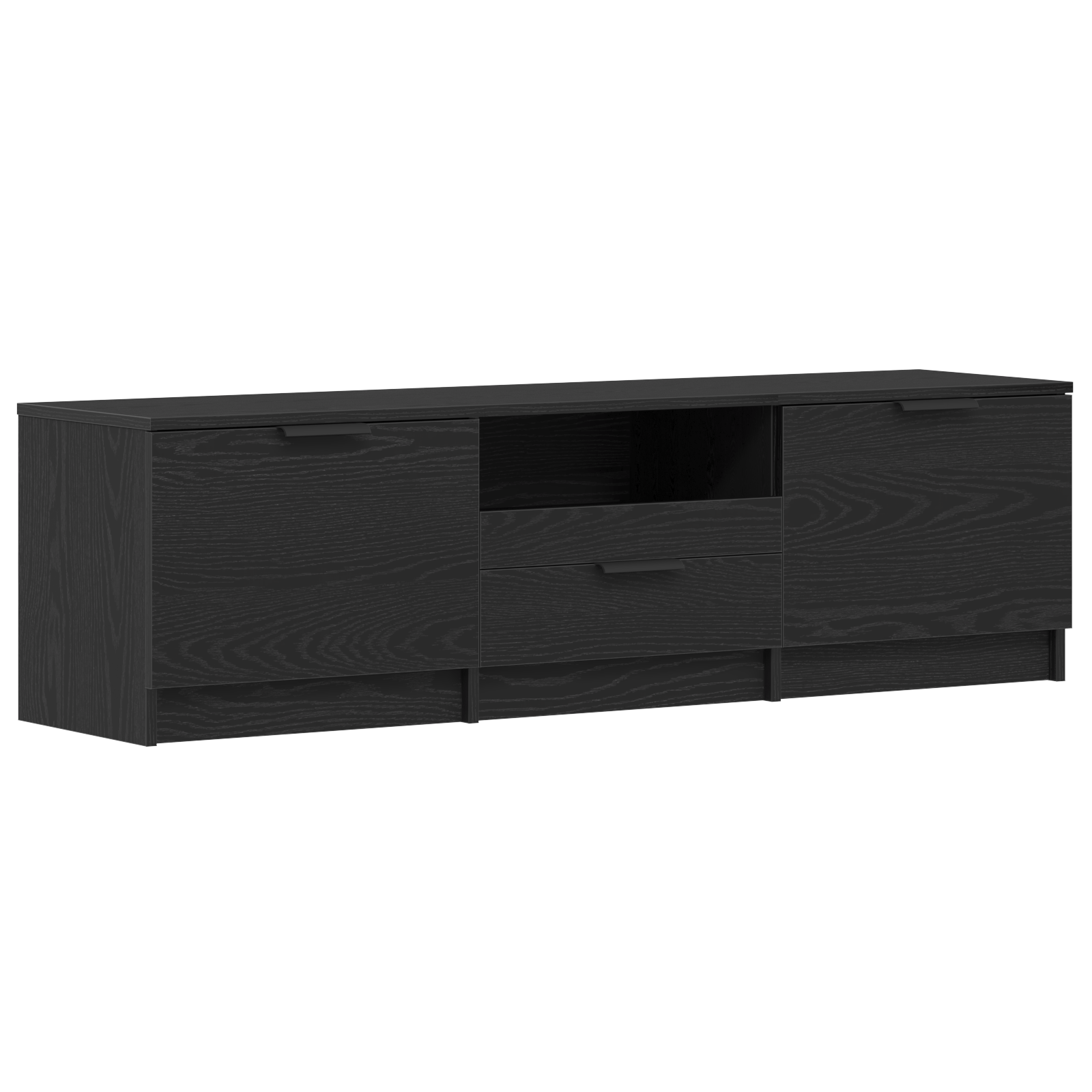 Cabinet TV - Stejar Negru - 140x35x40 cm - Fabricat din Lemn Ingineresc — imaginea 2