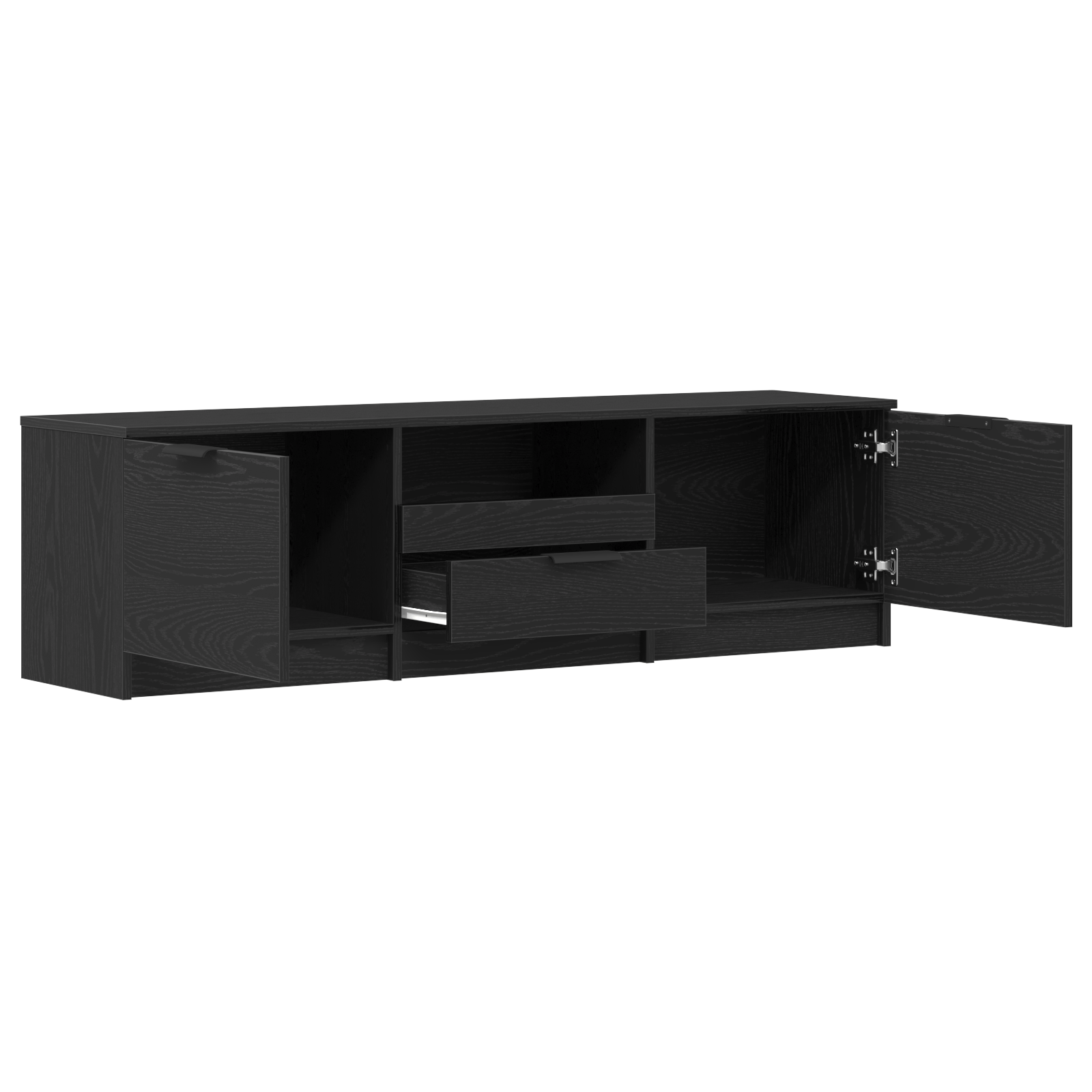 Cabinet TV - Stejar Negru - 140x35x40 cm - Fabricat din Lemn Ingineresc — imaginea 5