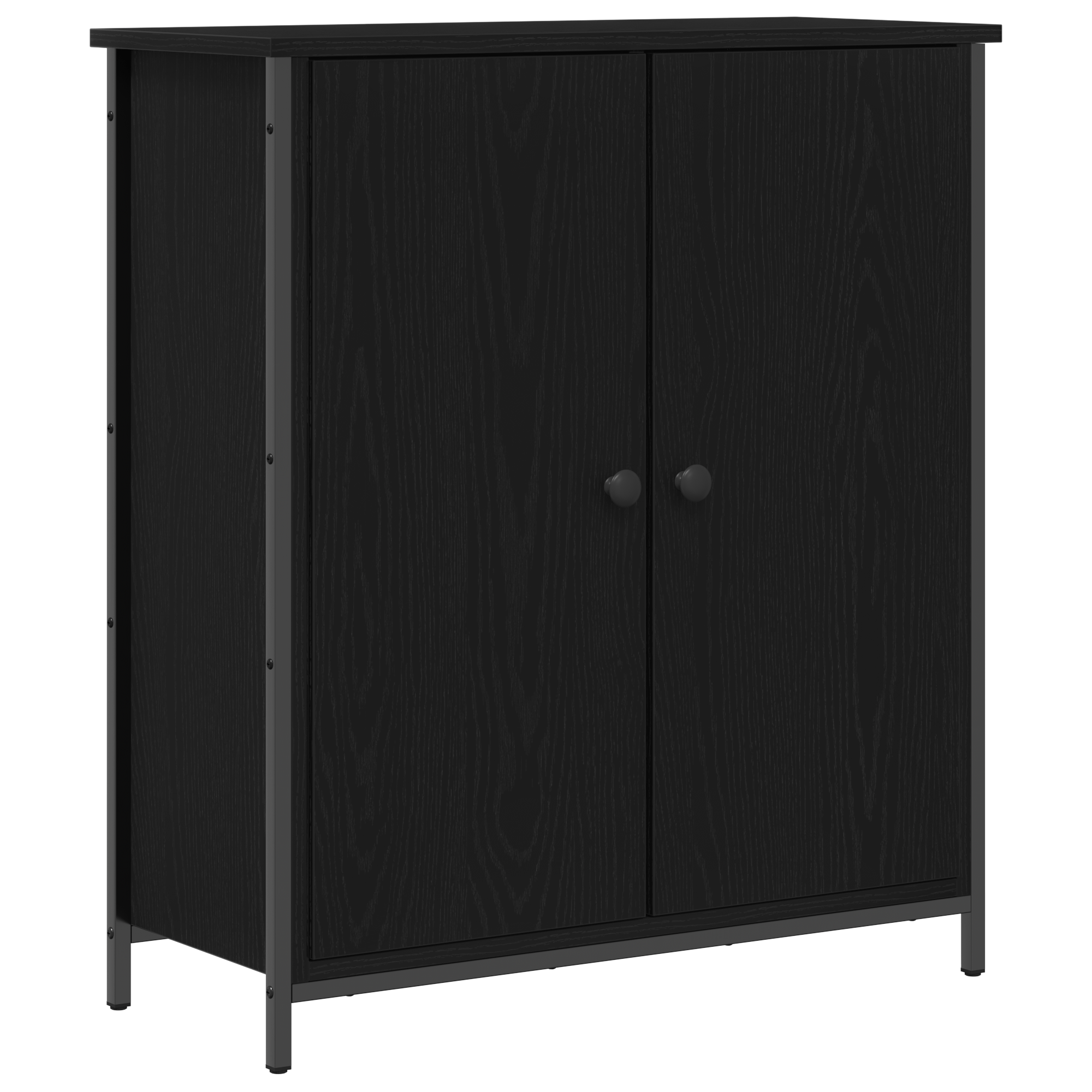 Dulap, stejar negru, 70x30x80 cm, lemn prelucrat si otel — imaginea 2
