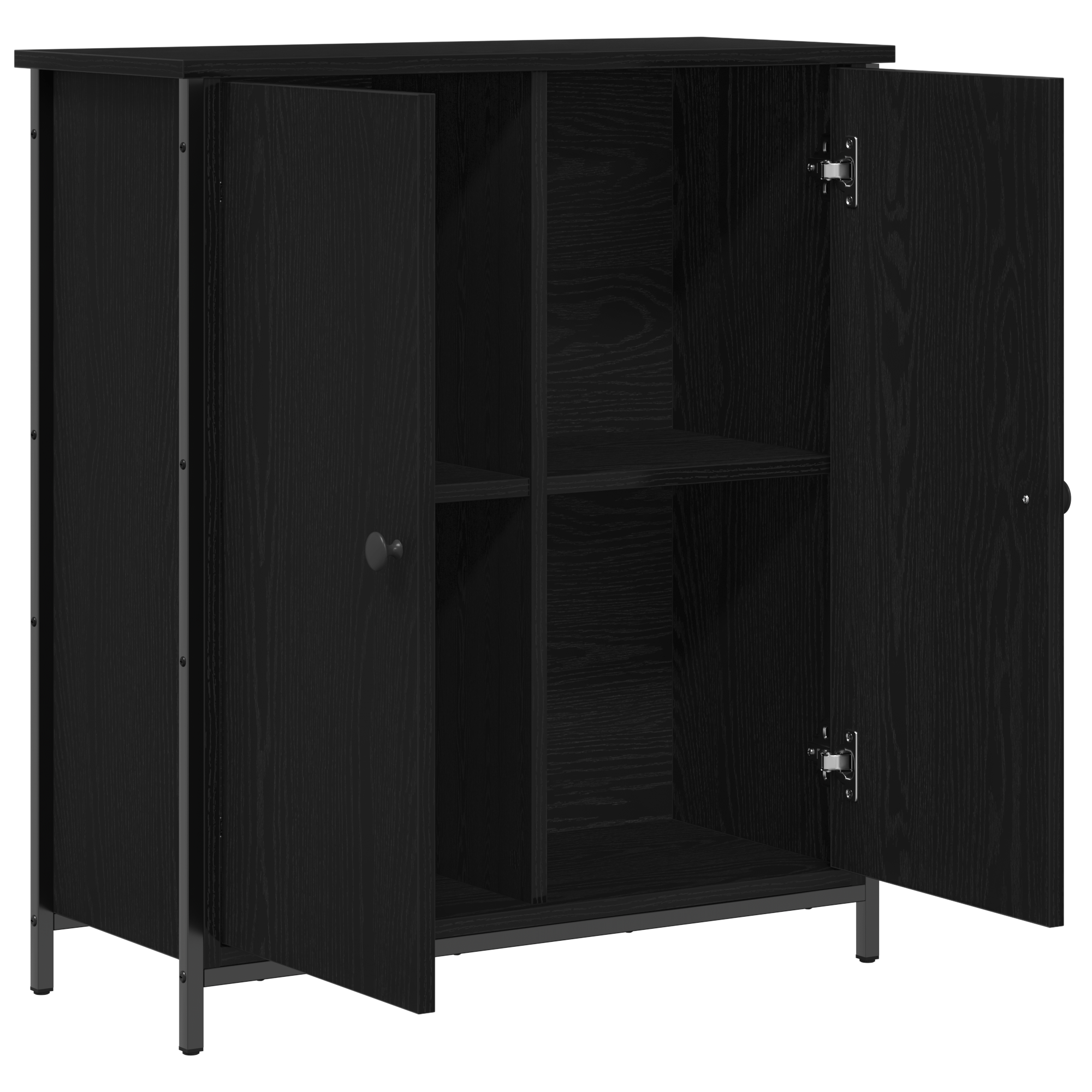 Dulap, stejar negru, 70x30x80 cm, lemn prelucrat si otel — imaginea 5