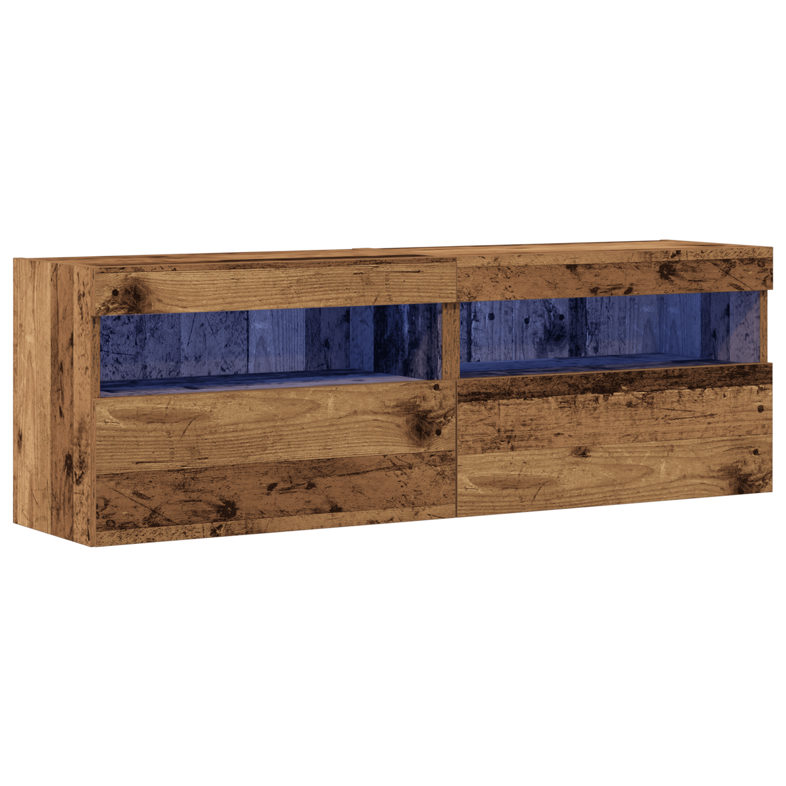 Dulap TV de perete cu LED, 2 buc., lemn vechi, 60x30x40 cm — imaginea 2