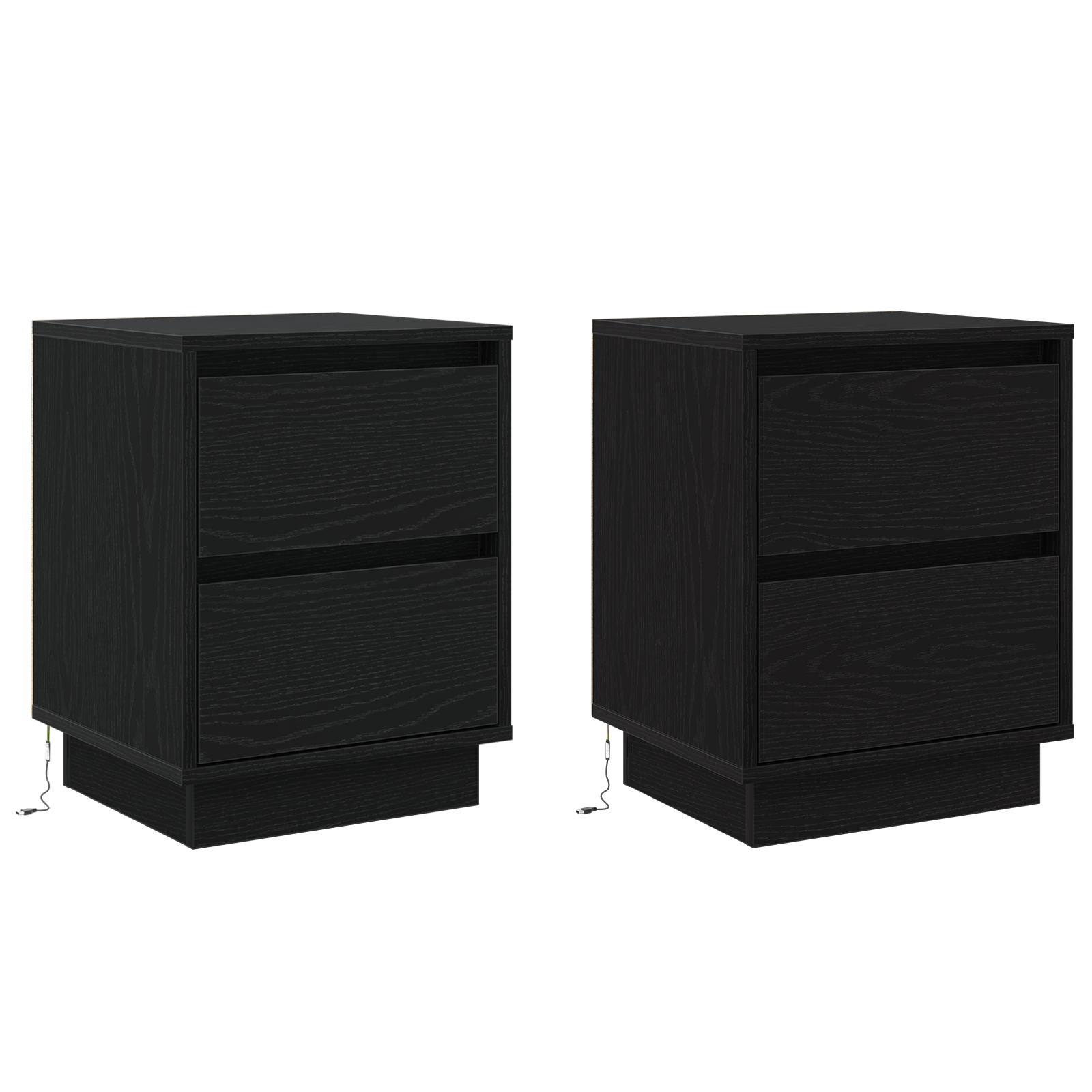 Noptierile cu lumini LED 2 buc negru 39x34.5x50 cm — imaginea 2