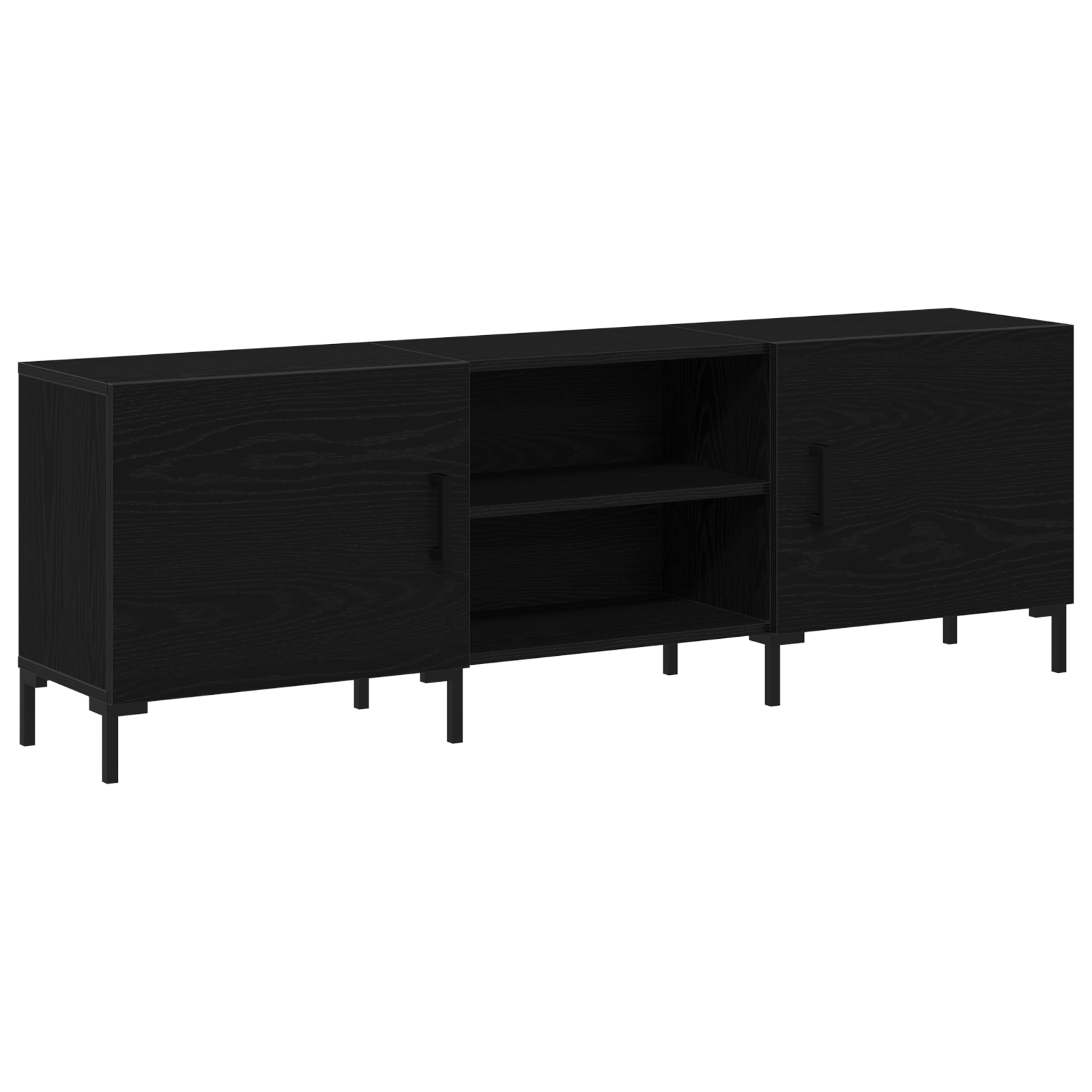 Dulap TV, stejar negru, 150x30x50 cm, lemn prelucrat — imaginea 2
