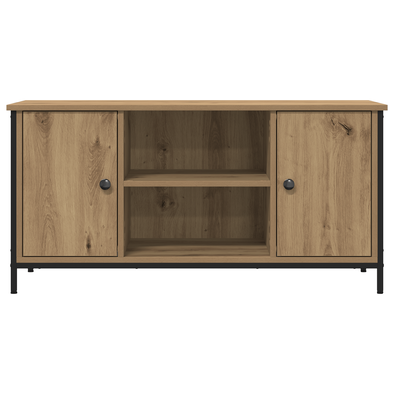 Dulap TV, stejar artizanal, 100x40x50 cm lemn prelucrat si otel — imaginea 6