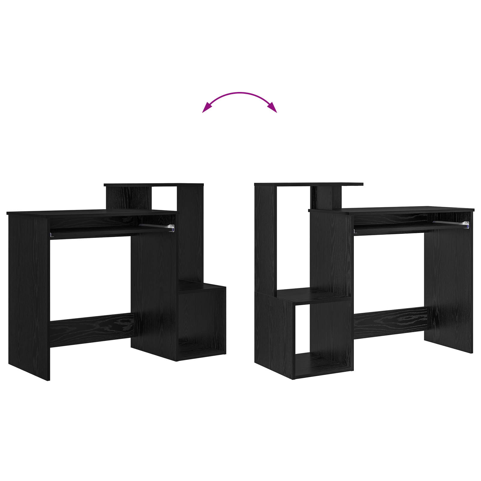 Birou de computer din stejar negru Stejar negru Lemn prelucrat, MDF — imaginea 10