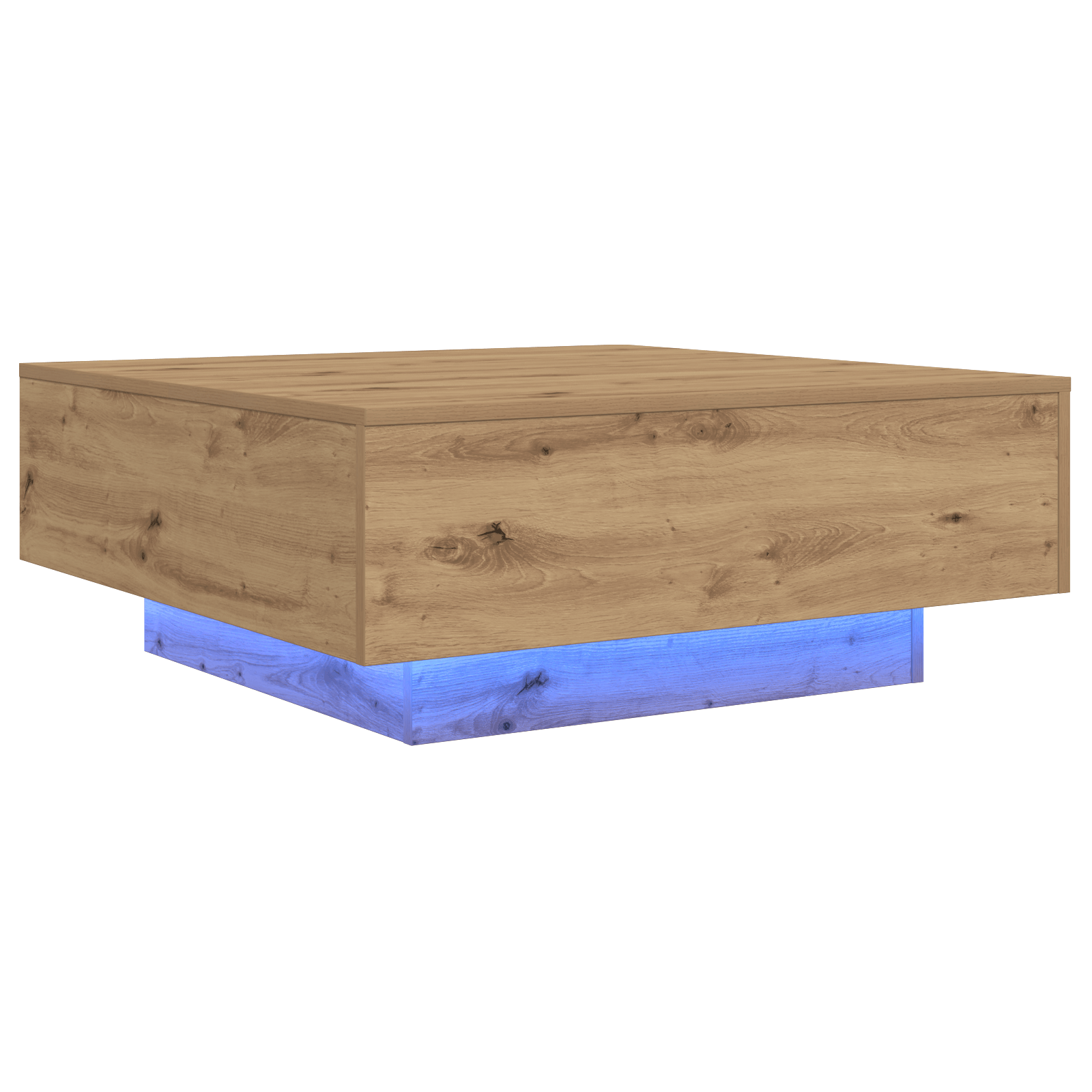 Masuta de cafea cu LED-uri, stejar artizanal, 80x80x31 cm — imaginea 2