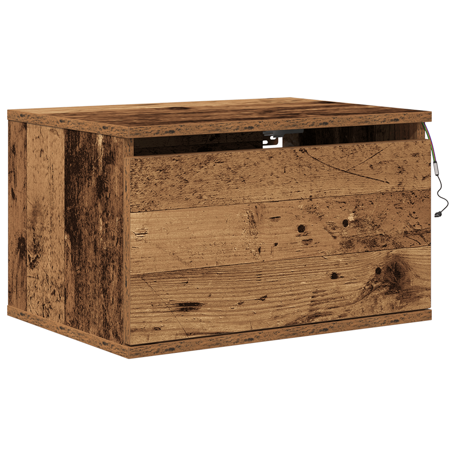 Noptiera cu LED-uri, de perete, lemn vechi, 50x36x30 cm — imaginea 2