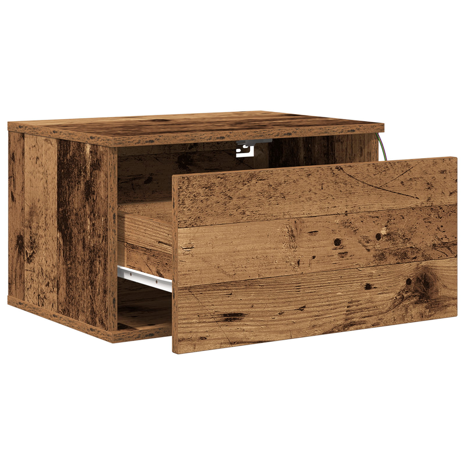 Noptiera cu LED-uri, de perete, lemn vechi, 50x36x30 cm — imaginea 5