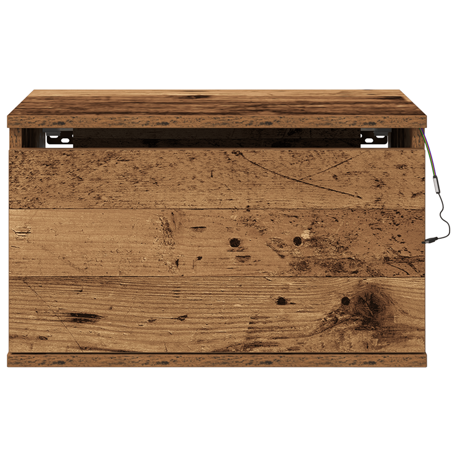 Noptiera cu LED-uri, de perete, lemn vechi, 50x36x30 cm — imaginea 6