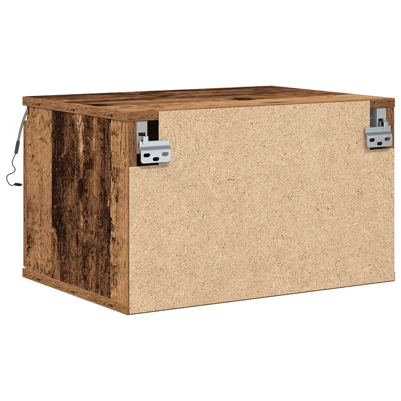 Noptiera cu LED-uri, de perete, lemn vechi, 50x36x30 cm — imaginea 8