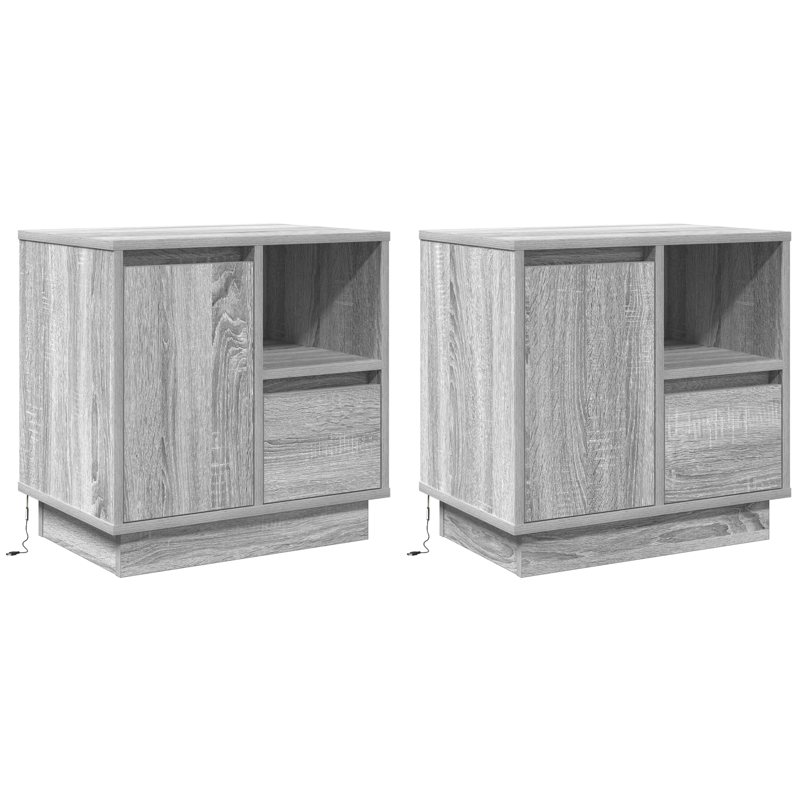 Noptiere cu LED 2 buc Gri Sonoma 50x34,5x50 cm — imaginea 2
