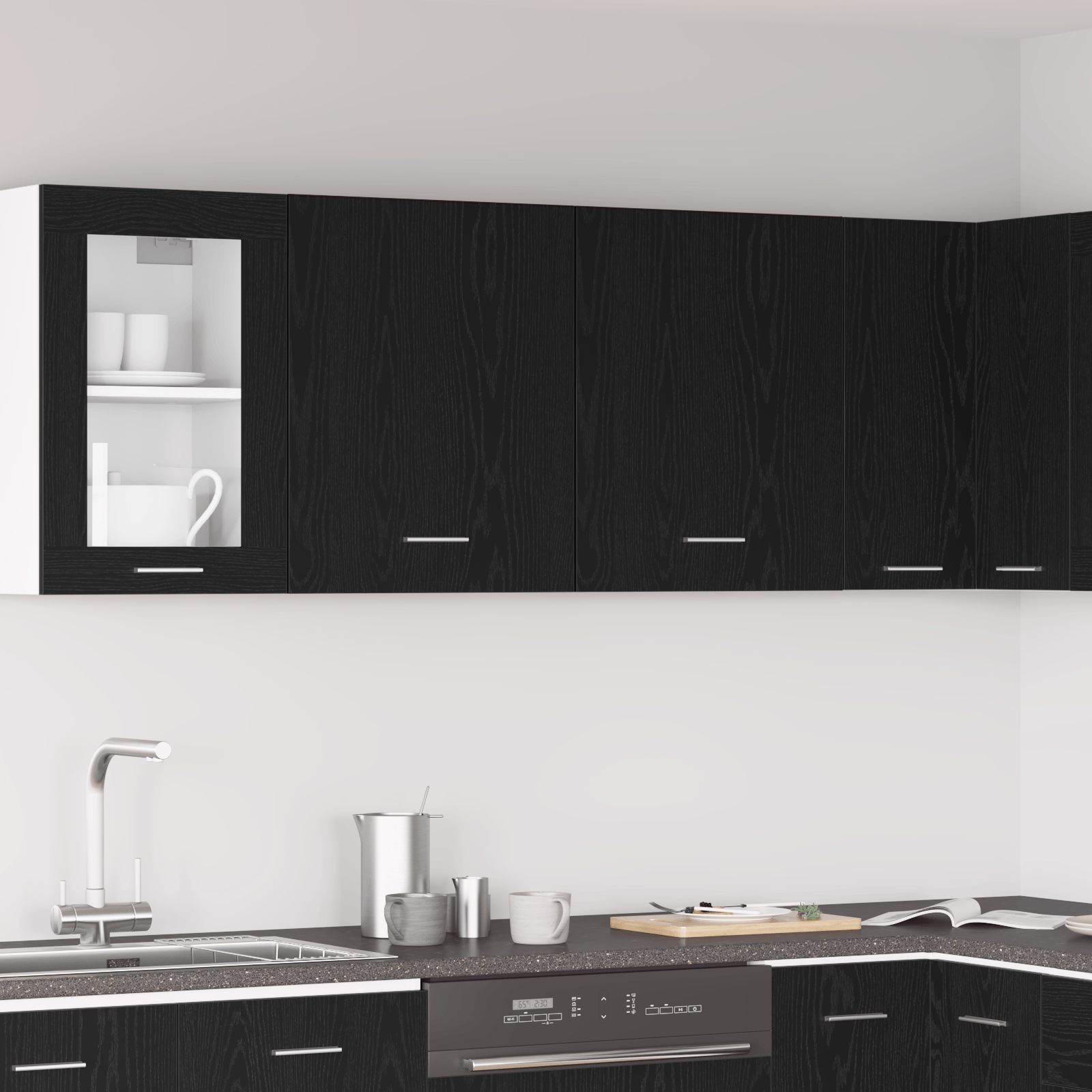 Dulapuri Suspendate - 2 Pachete - Stejar Negru, 100x31x60 cm - Fabricate din Lemn Prelucrat