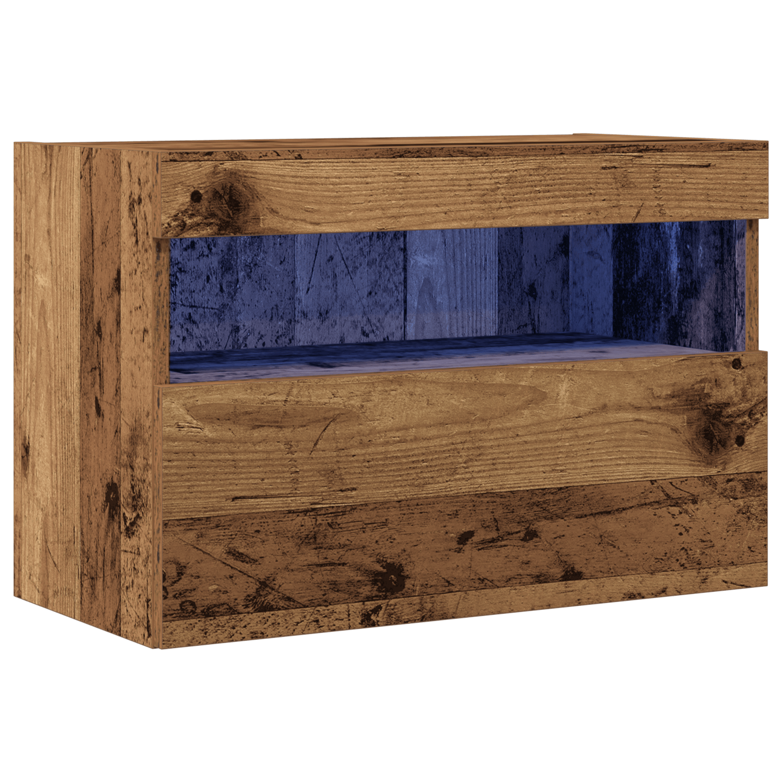 Dulap TV de perete cu LED, lemn vechi, 60x30x40 cm — imaginea 2