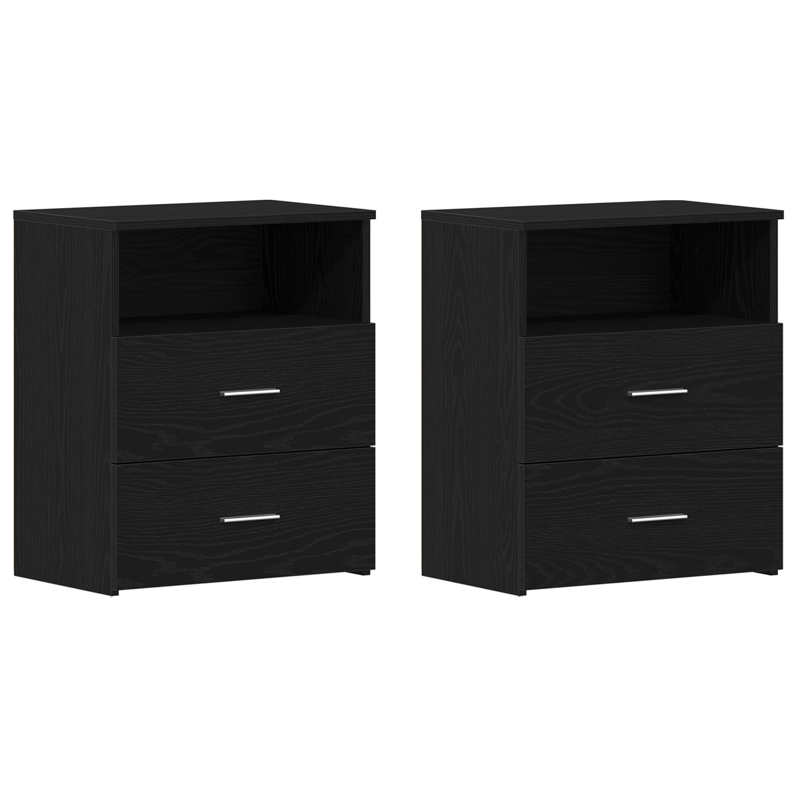 Noptiera 2 buc Negru Stejar 50x32x60cm Lemn prelucrat — imaginea 6