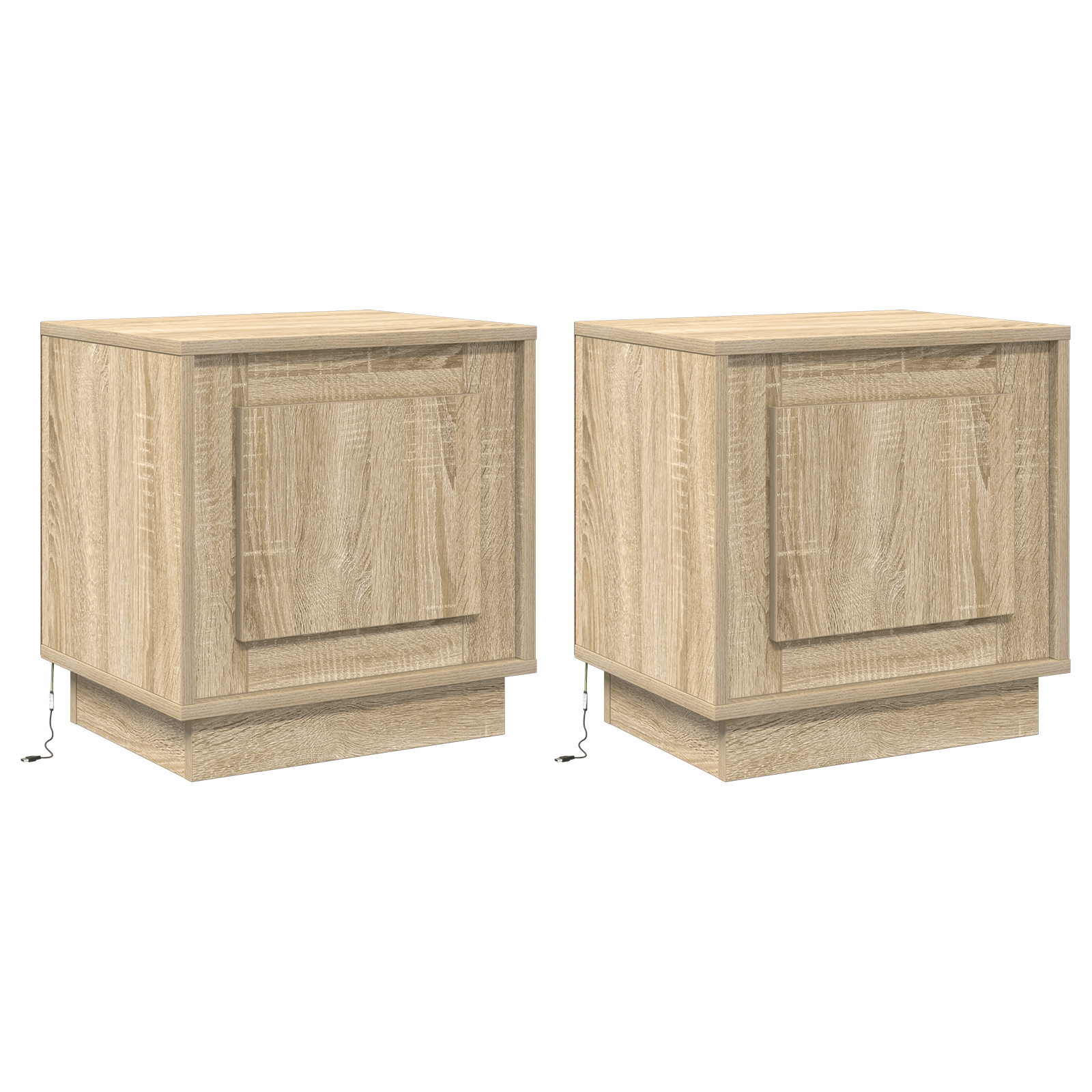 Noptiera cu lumini LED 2 buc Sonoma Stejar 44x34,5x45 cm — imaginea 2