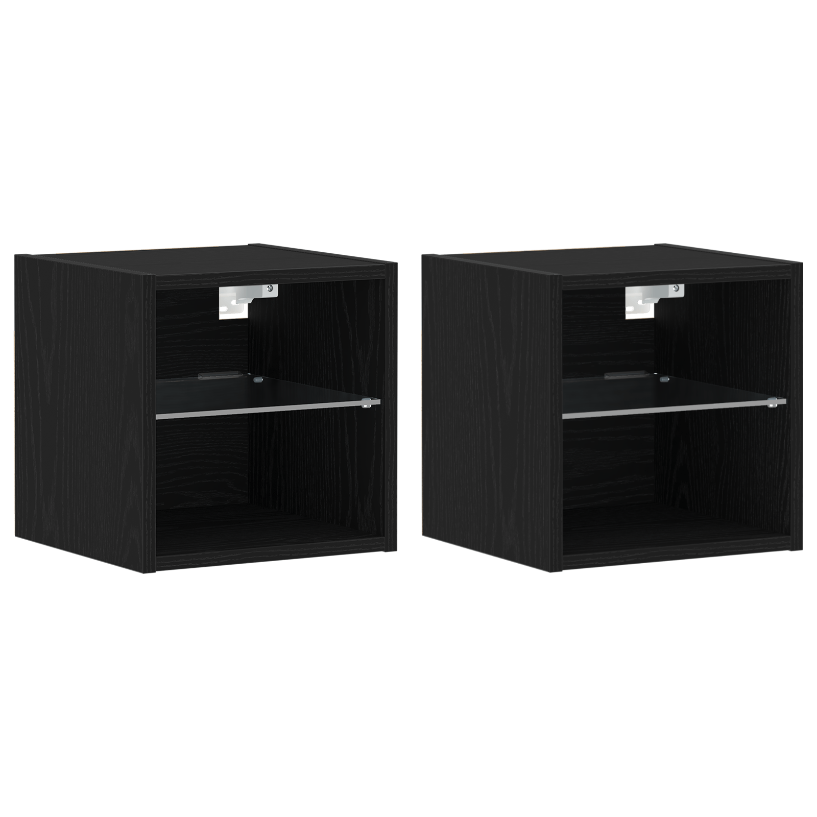 Dulap TV cu LED, 2 buc., stejar negru, 30x28,5x30 cm, lemn — imaginea 2