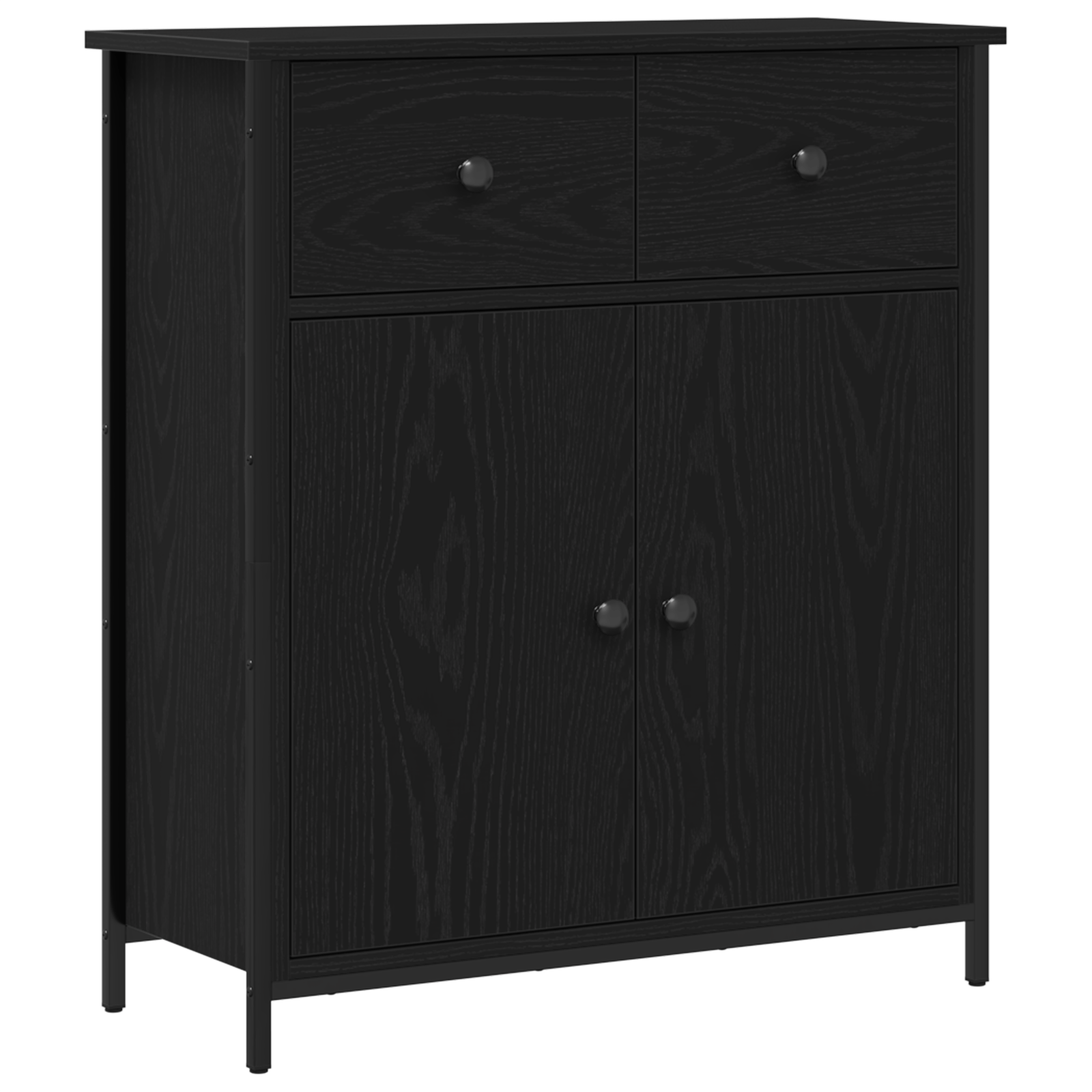 Dulap, stejar negru, 70x30x80 cm, lemn prelucrat si otel — imaginea 2