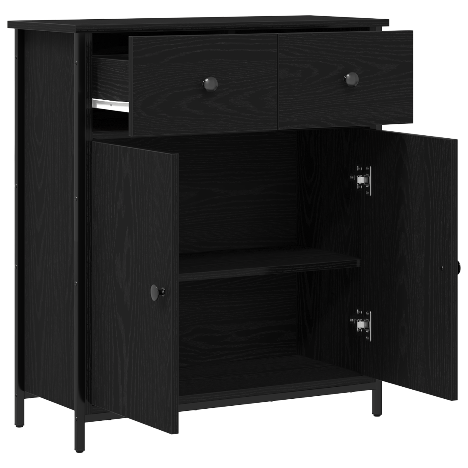 Dulap, stejar negru, 70x30x80 cm, lemn prelucrat si otel — imaginea 5