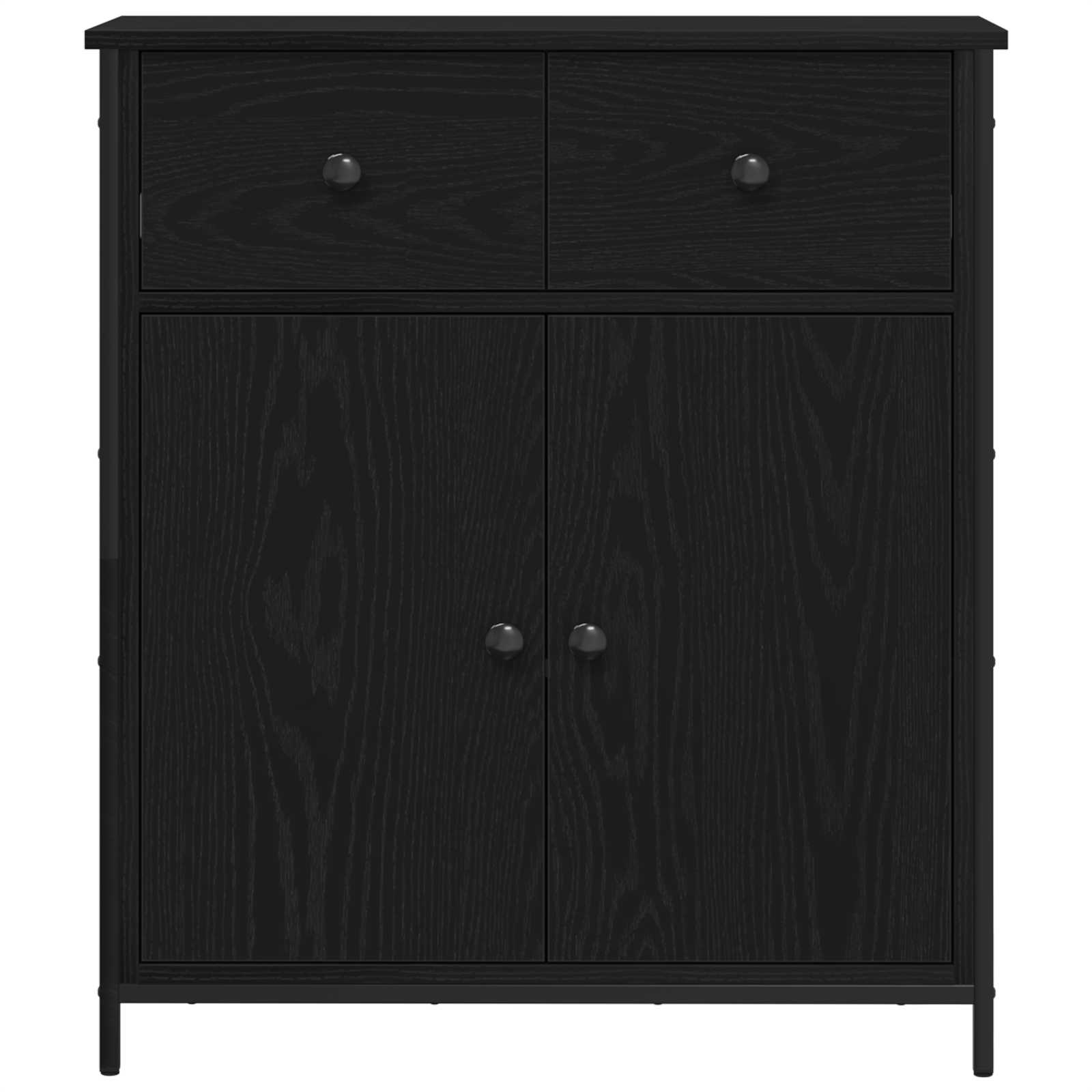 Dulap, stejar negru, 70x30x80 cm, lemn prelucrat si otel — imaginea 6