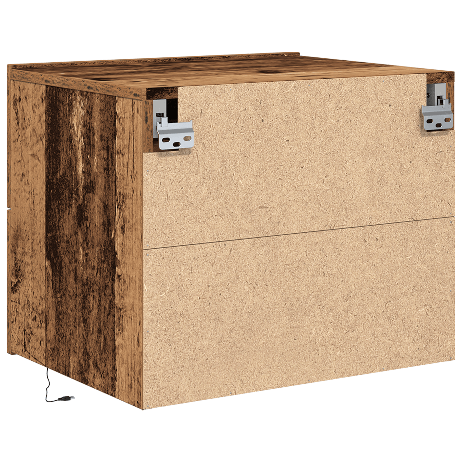 Noptiera cu LED-uri, de perete, lemn vechi, 50x39x41 cm — imaginea 8