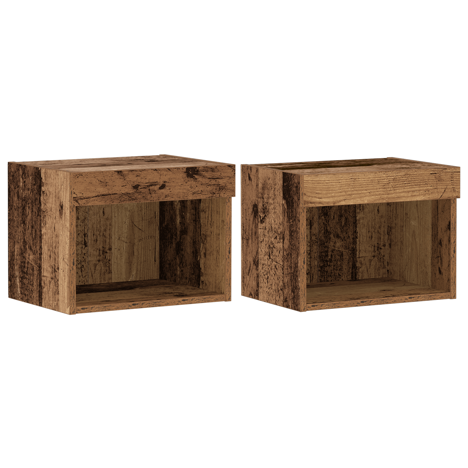 Dulapuri de perete cu LED-uri, 2 buc., lemn vechi, 40x30x30 cm — imaginea 2