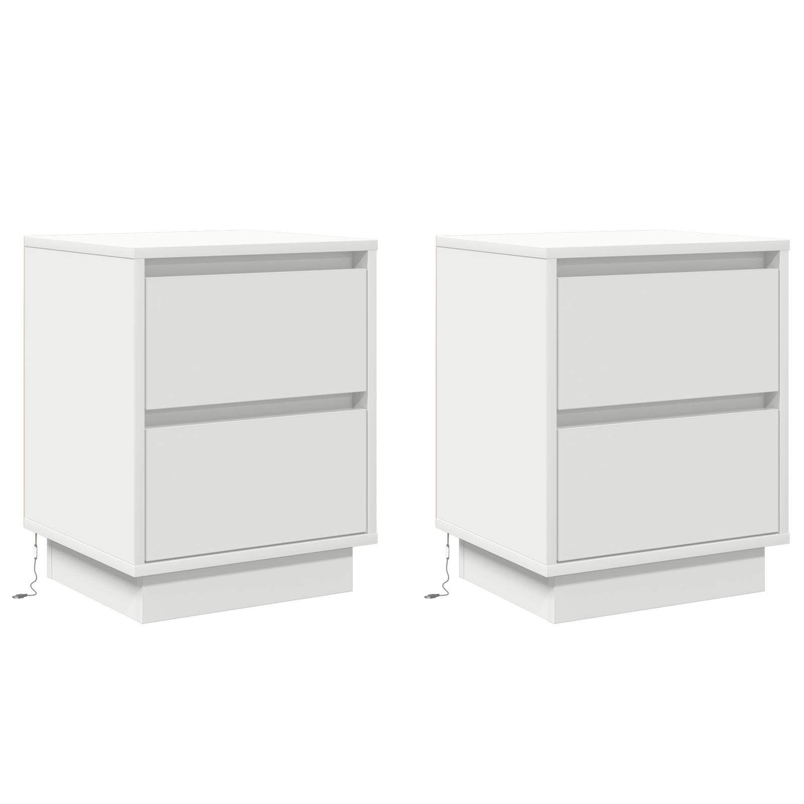 Noptiera cu Luminile LED 2 piese Alb 39x34.5x50 cm — imaginea 2