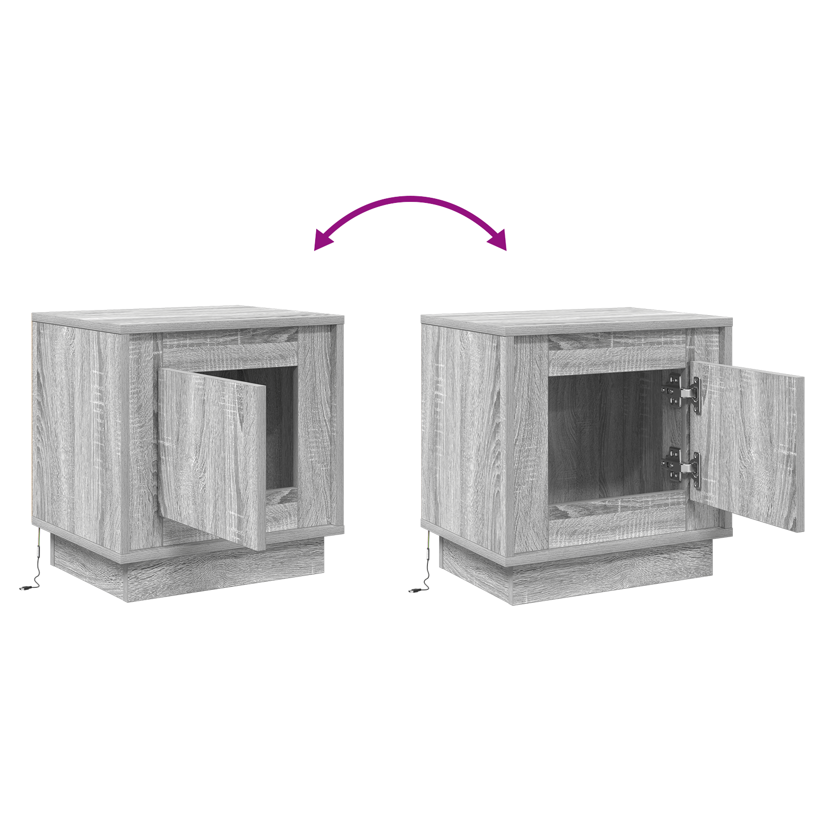 Noptiera cu Lumini LED Gri Sonoma 44x34,5x45 cm — imaginea 12