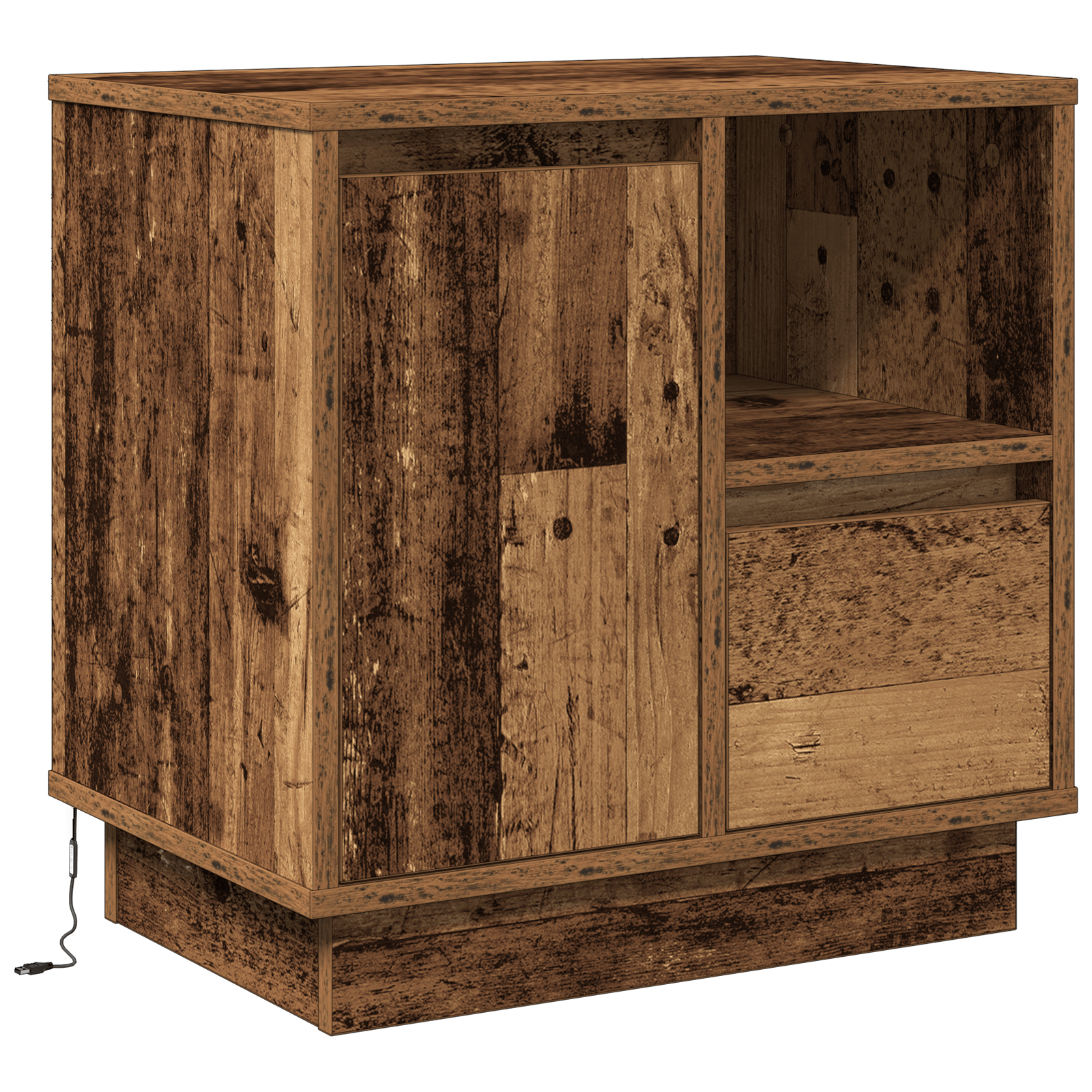 Noptiere cu lumini LED 2 buc Lemn vechi 50x34,5x50 cm — imaginea 2