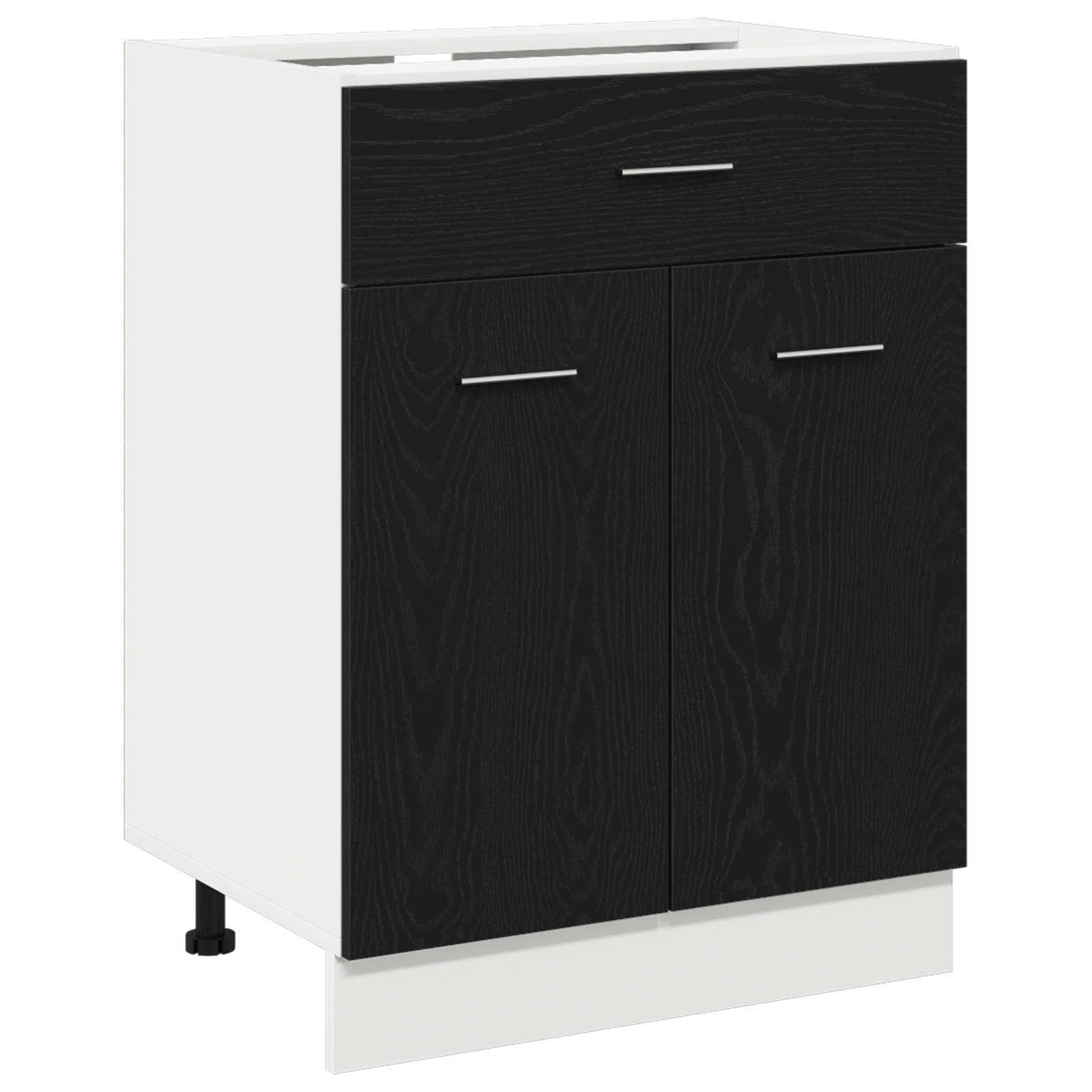 Dulap cu Sertare Negru din Stejar - 60x46x81.5 cm Fabricat din Lemn Prelucrat — imaginea 2