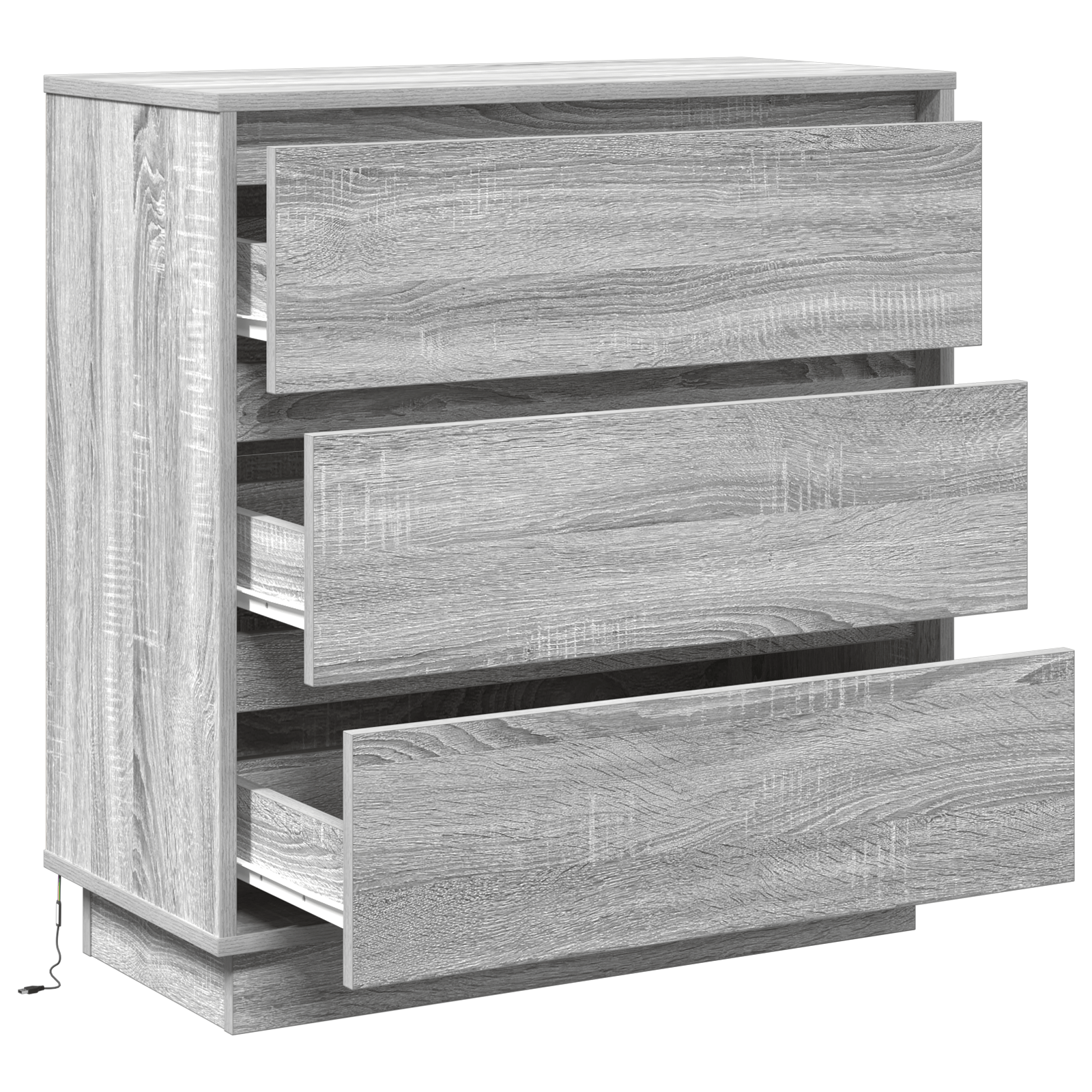 Noptiera cu LED, gri sonoma, 71x34,5x75 cm, lemn prelucrat — imaginea 5