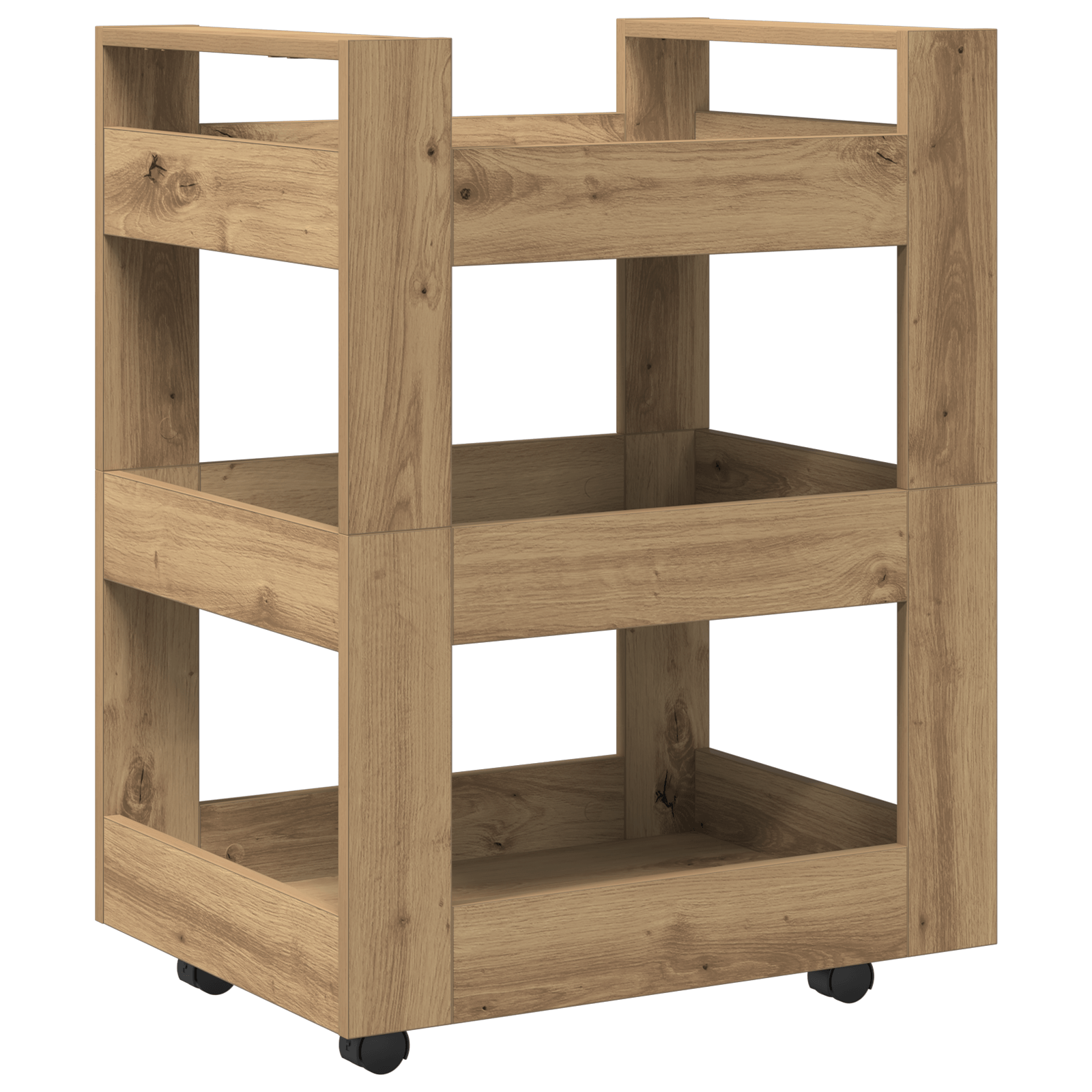 Carucior bucatarie, stejar artizanal 60x45x80 cm lemn prelucrat — imaginea 2