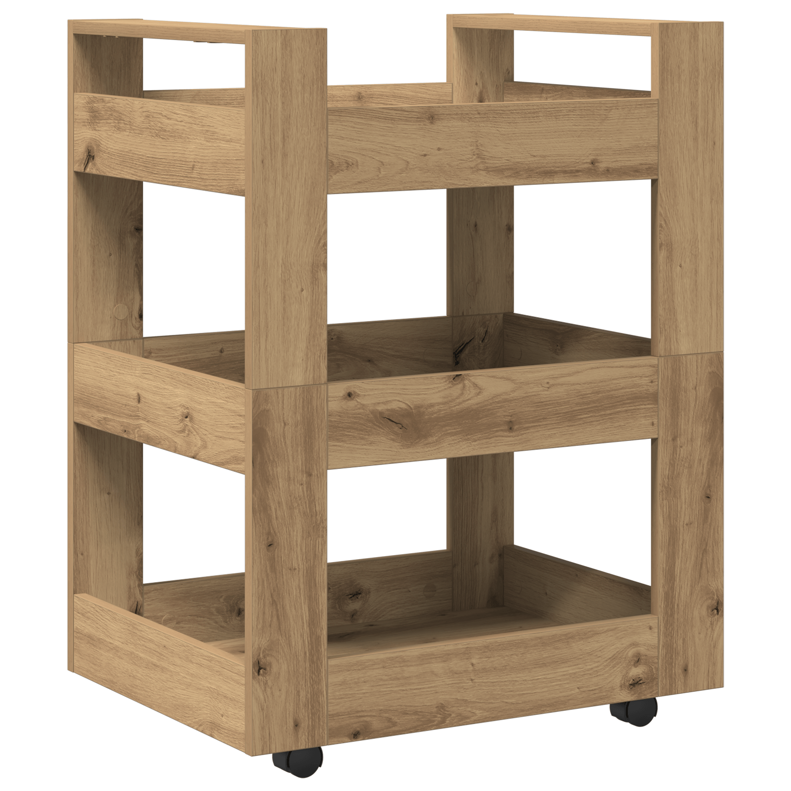 Carucior bucatarie, stejar artizanal 60x45x80 cm lemn prelucrat — imaginea 7