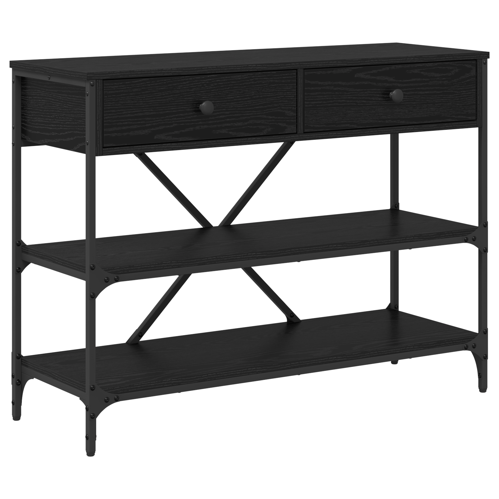 Masa de Consola Stejar Negru 100x34.5x75 cm Lemn de inginerie — imaginea 2