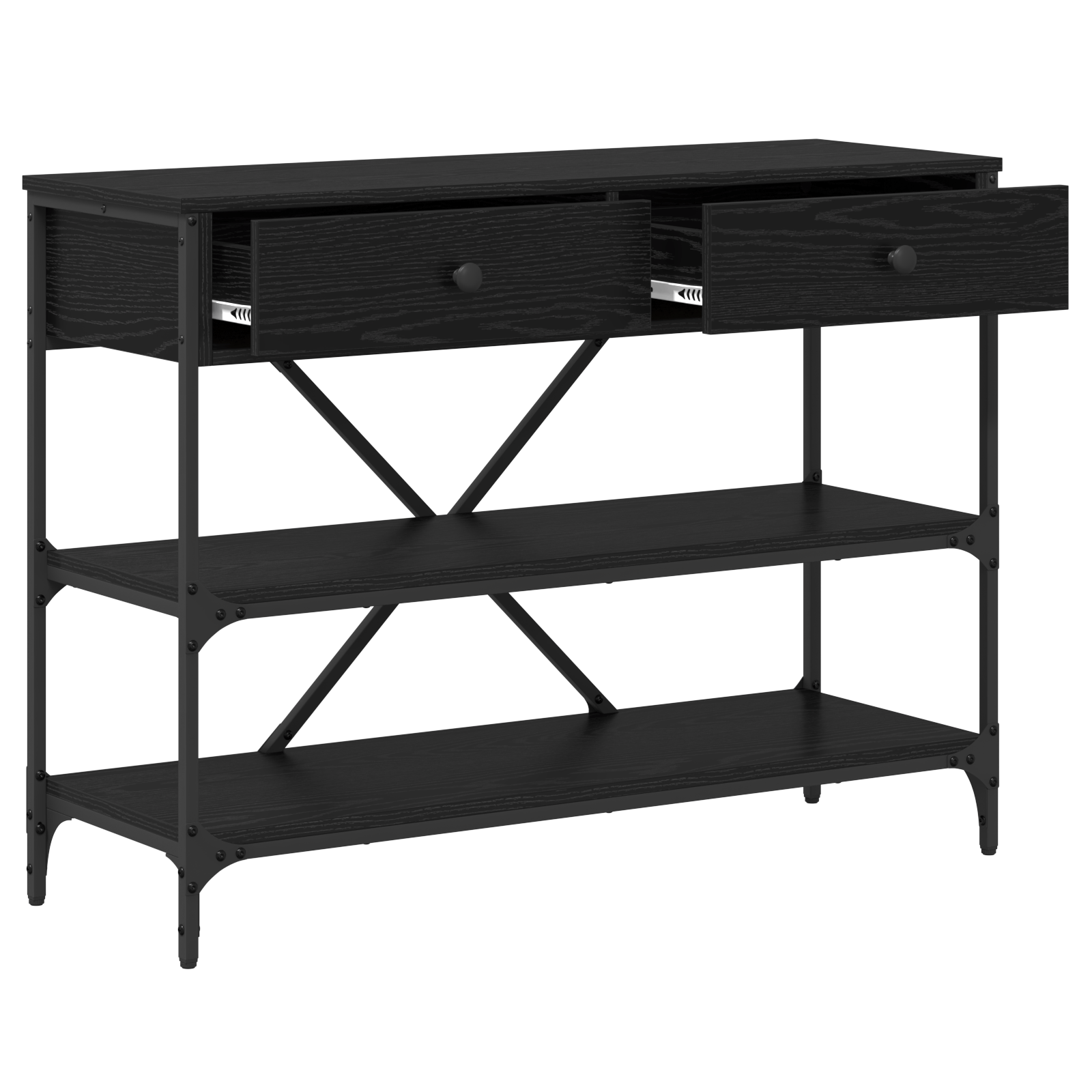 Masa de Consola Stejar Negru 100x34.5x75 cm Lemn de inginerie — imaginea 4