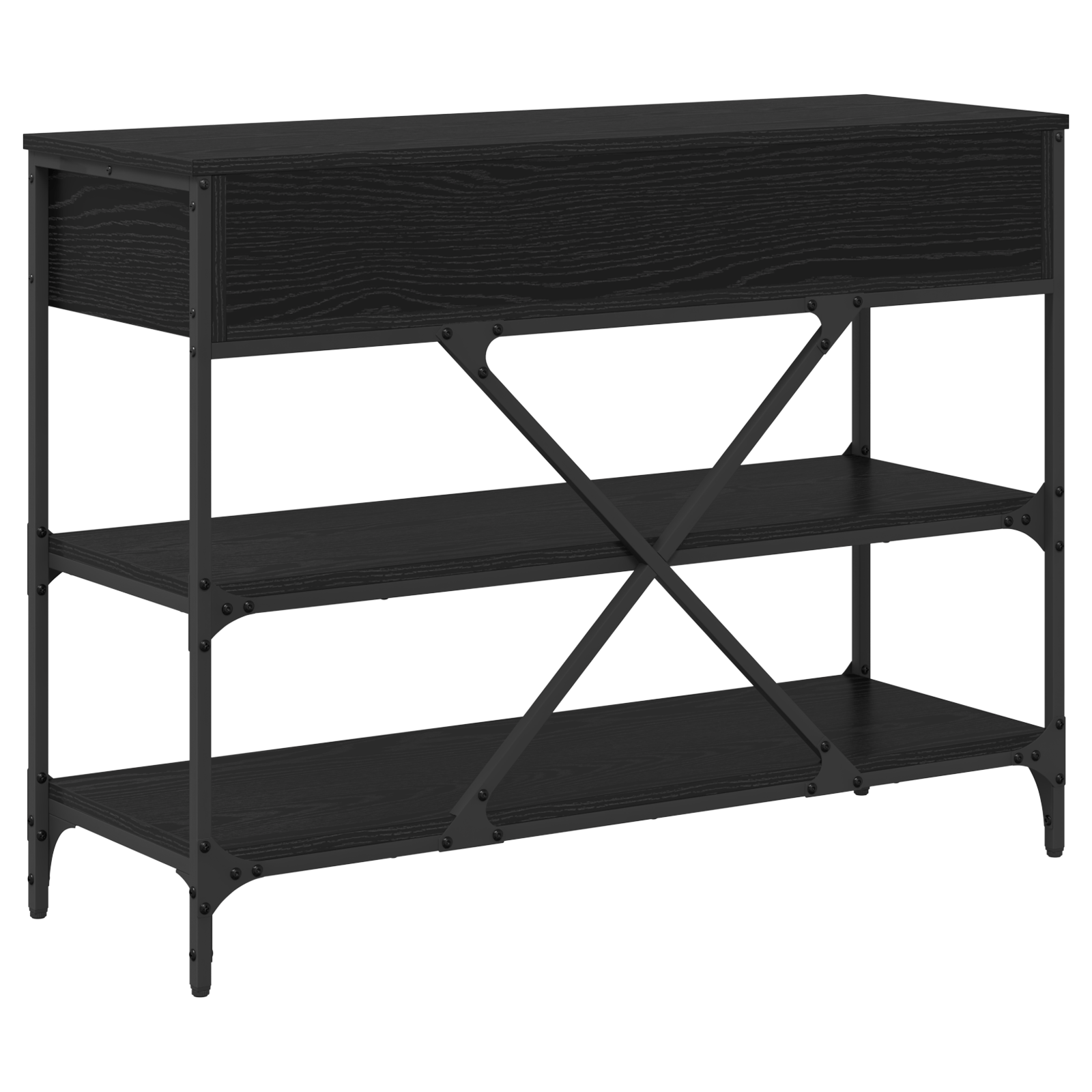 Masa de Consola Stejar Negru 100x34.5x75 cm Lemn de inginerie — imaginea 7