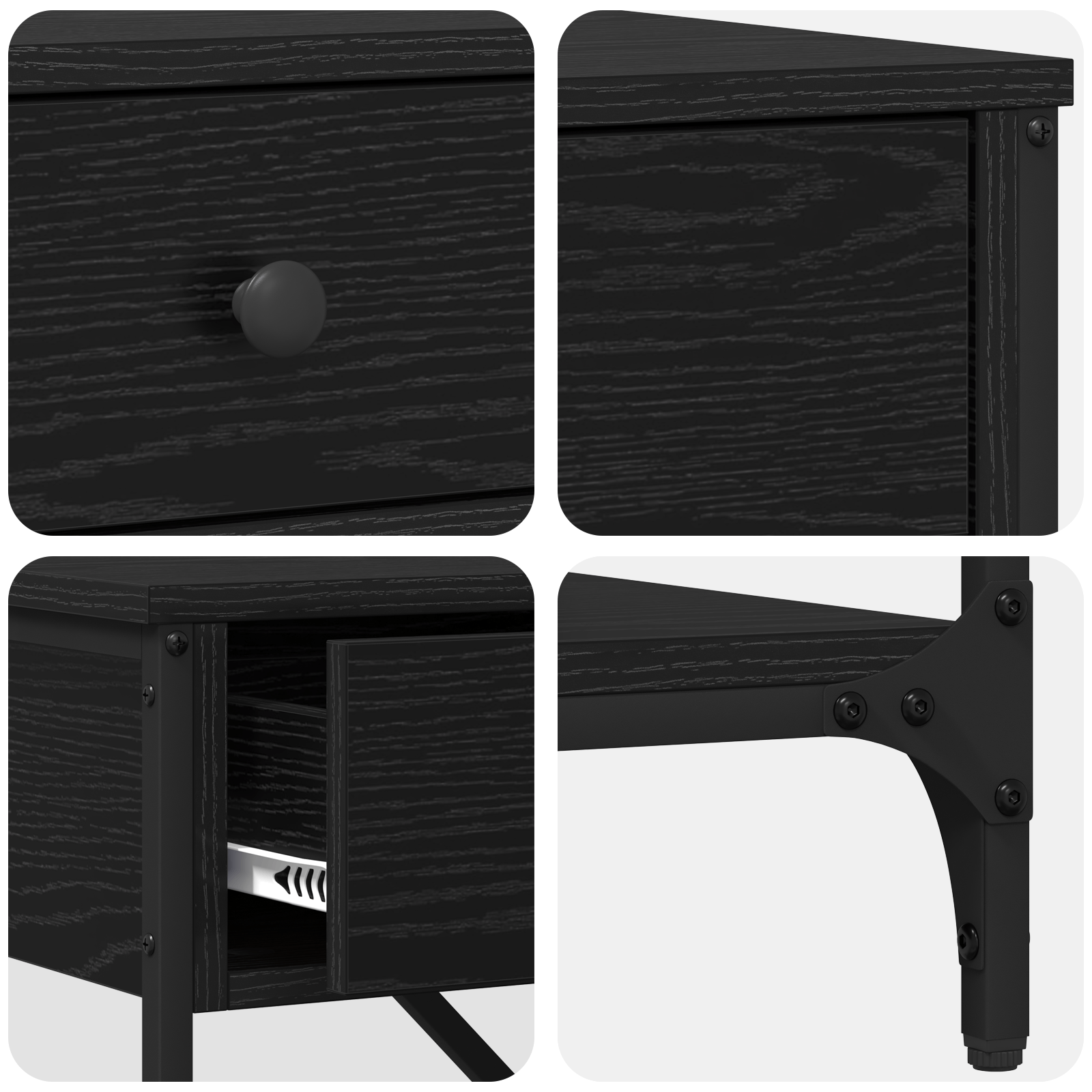 Masa de Consola Stejar Negru 100x34.5x75 cm Lemn de inginerie — imaginea 8