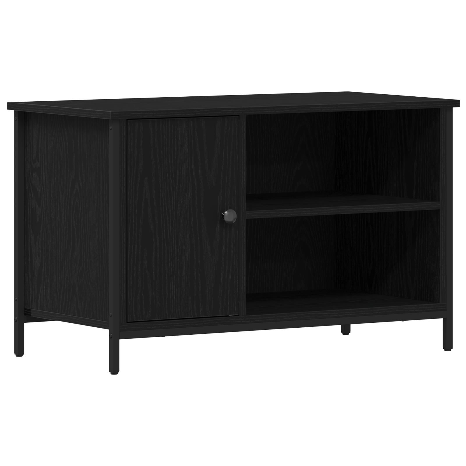 Dulap TV, stejar negru, 80x40x50 cm, lemn prelucrat si otel — imaginea 2