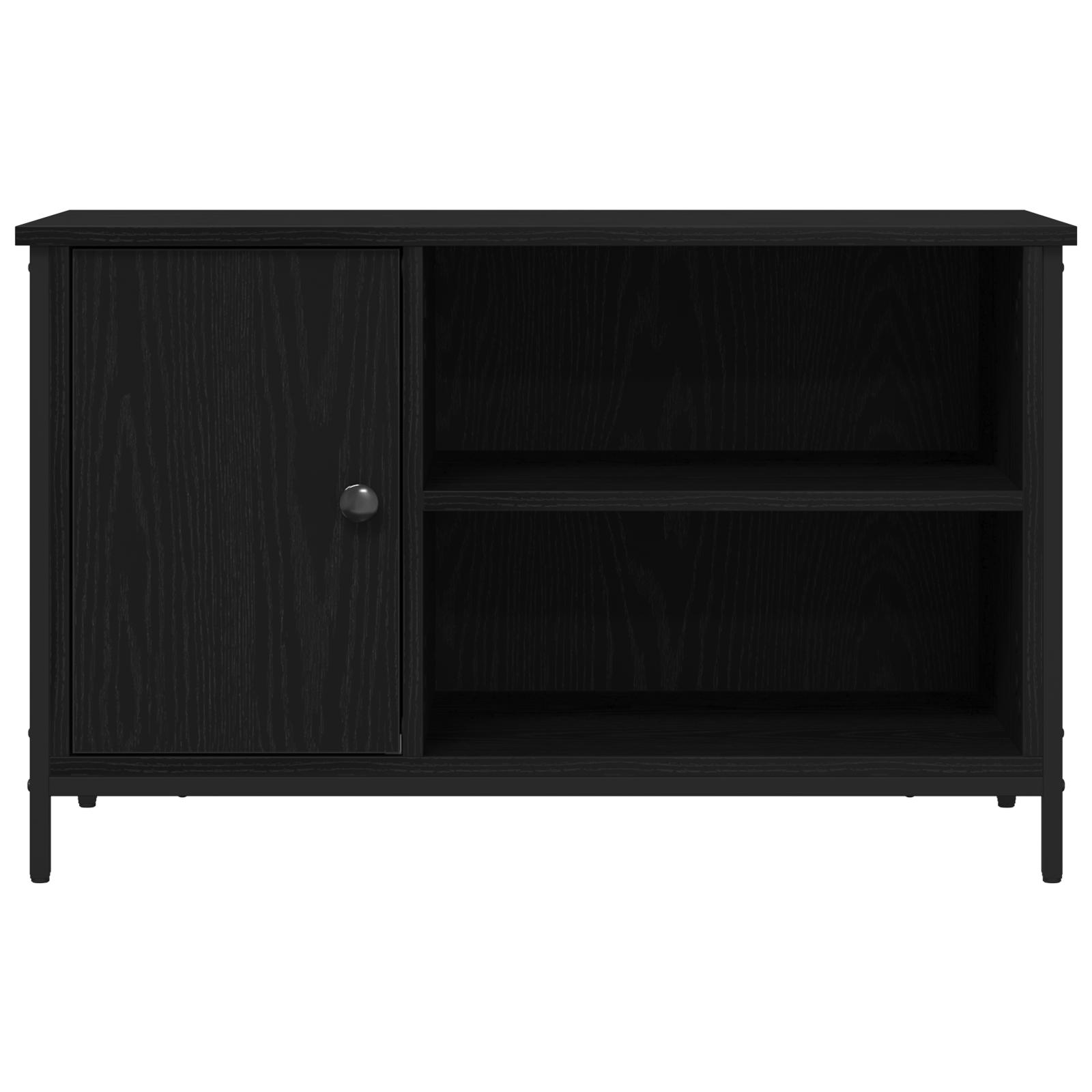 Dulap TV, stejar negru, 80x40x50 cm, lemn prelucrat si otel — imaginea 6