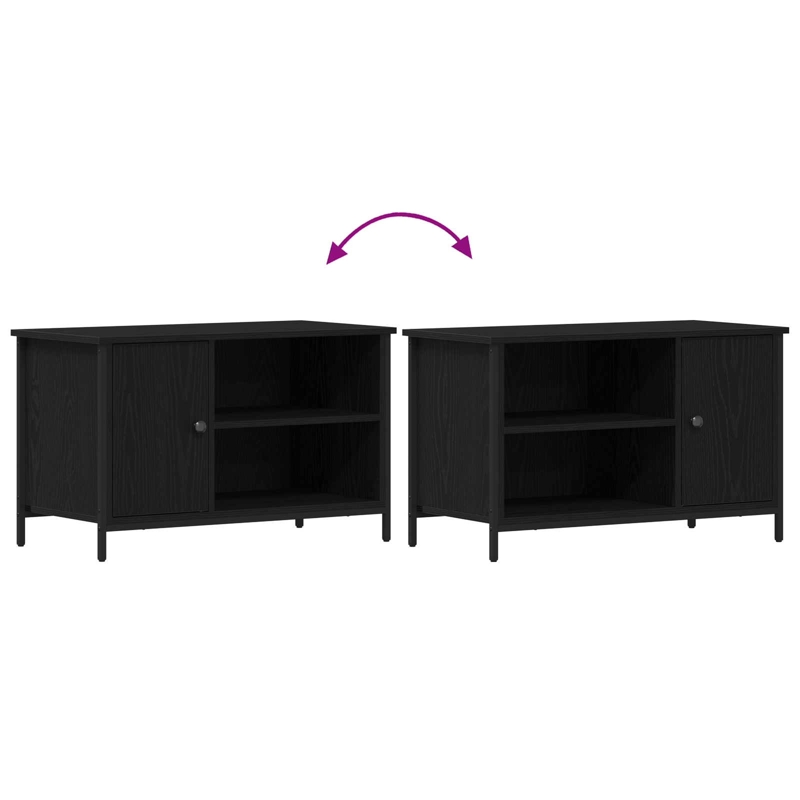 Dulap TV, stejar negru, 80x40x50 cm, lemn prelucrat si otel — imaginea 10