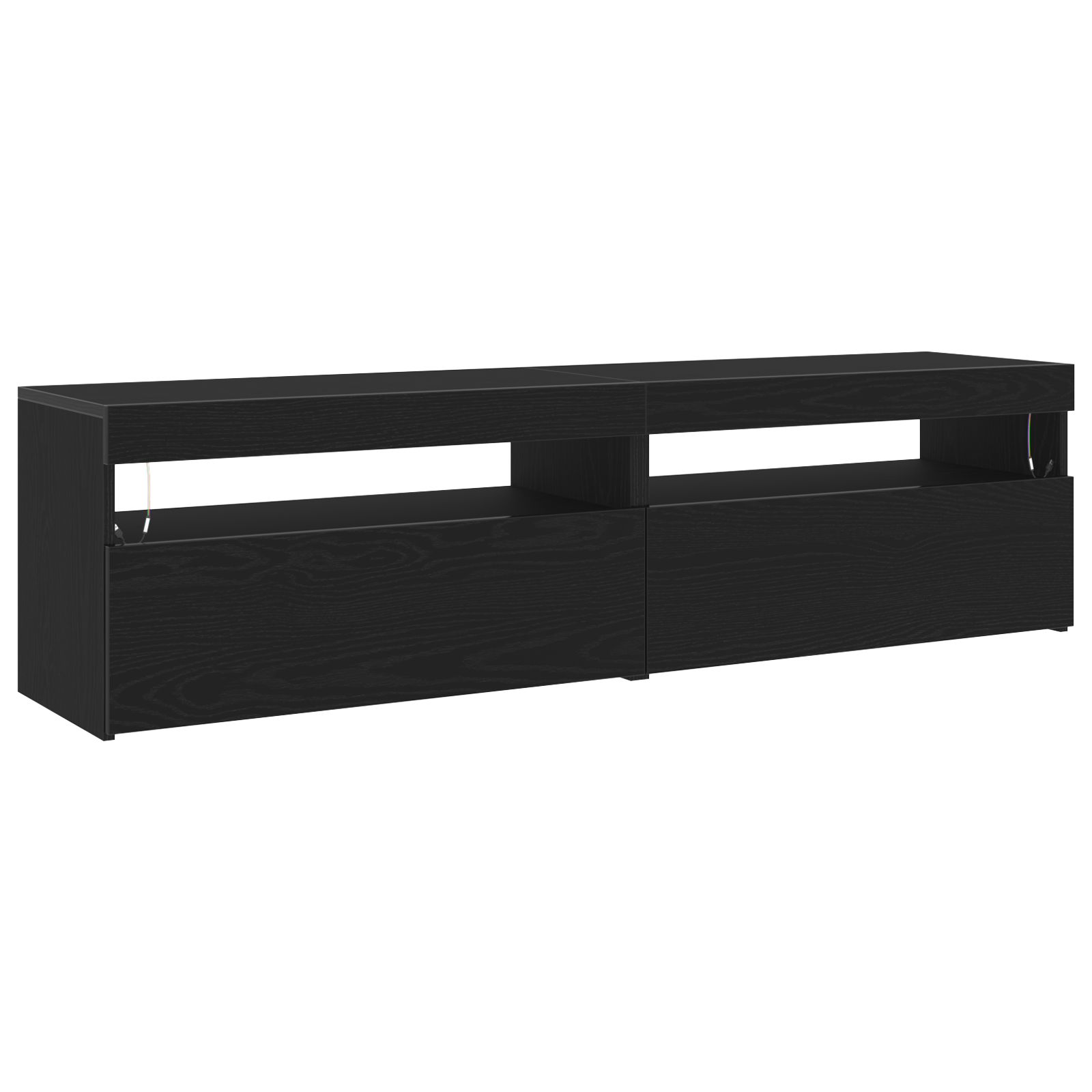 Dulapuri TV cu lumini LED 2 piese Negru Stejar 75x35x40 cm Lemn prelucrat — imaginea 2